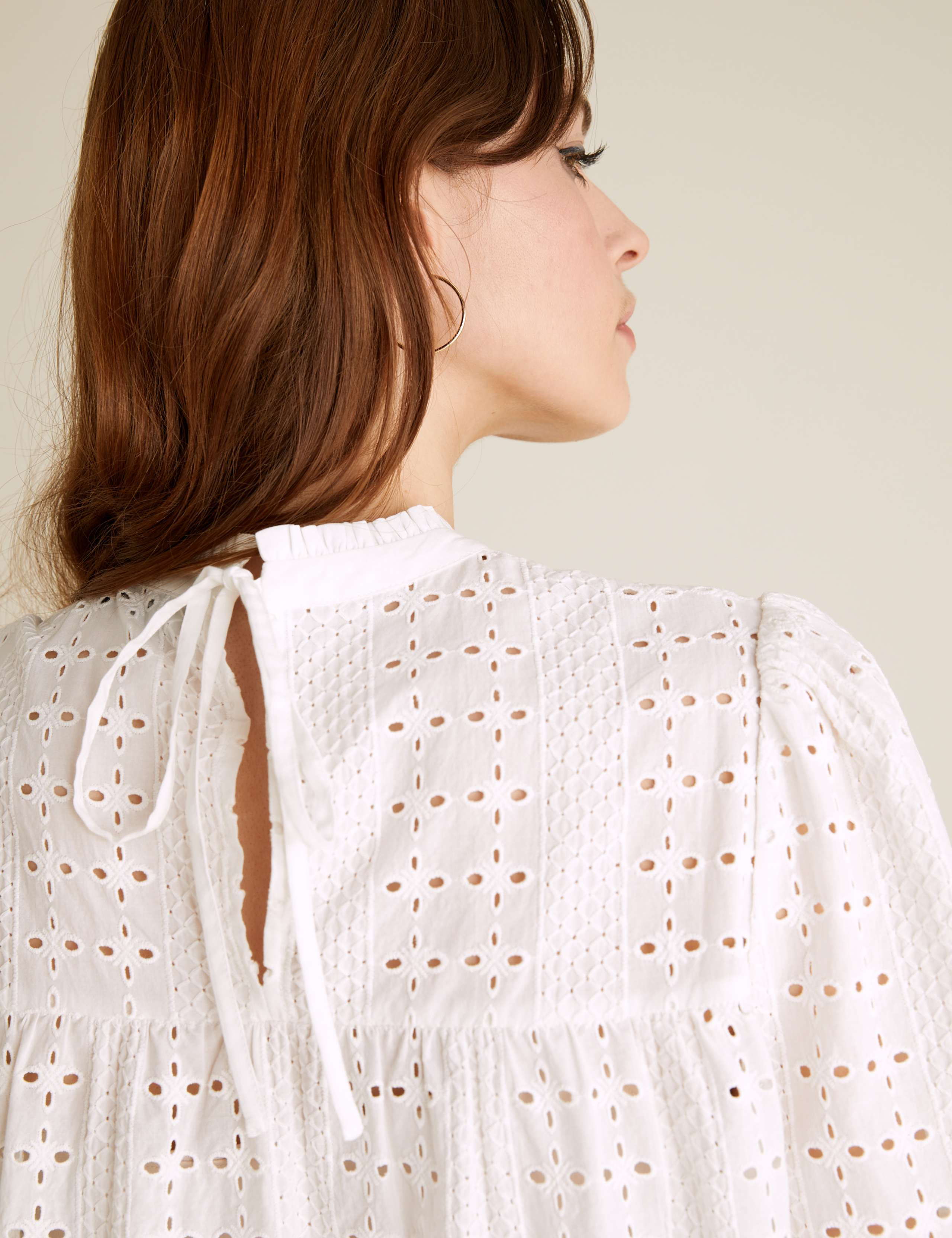 Pure Cotton Broderie Short Sleeve Blouse 5 of 6