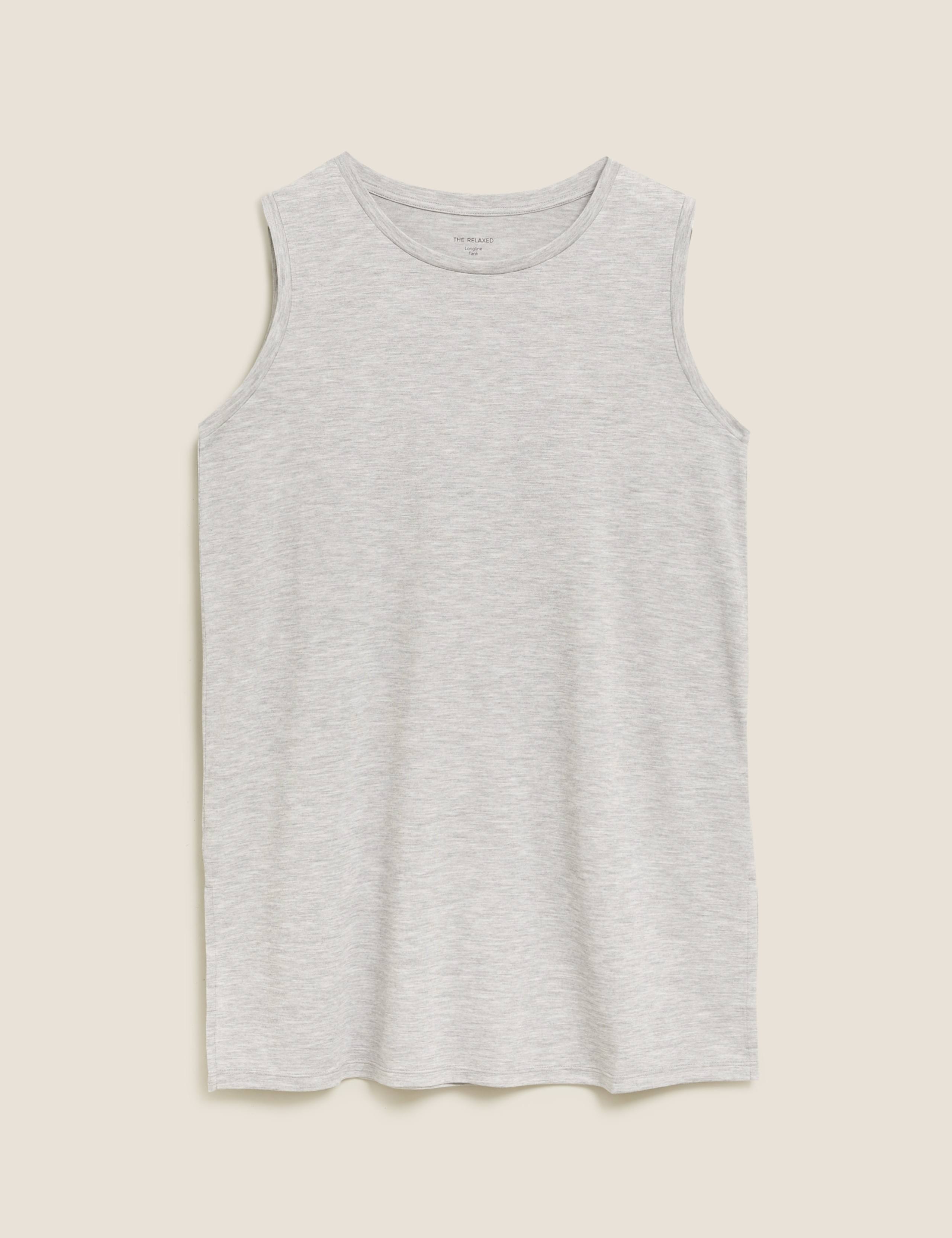 Crew Neck Relaxed Longline Vest Top 1 of 1