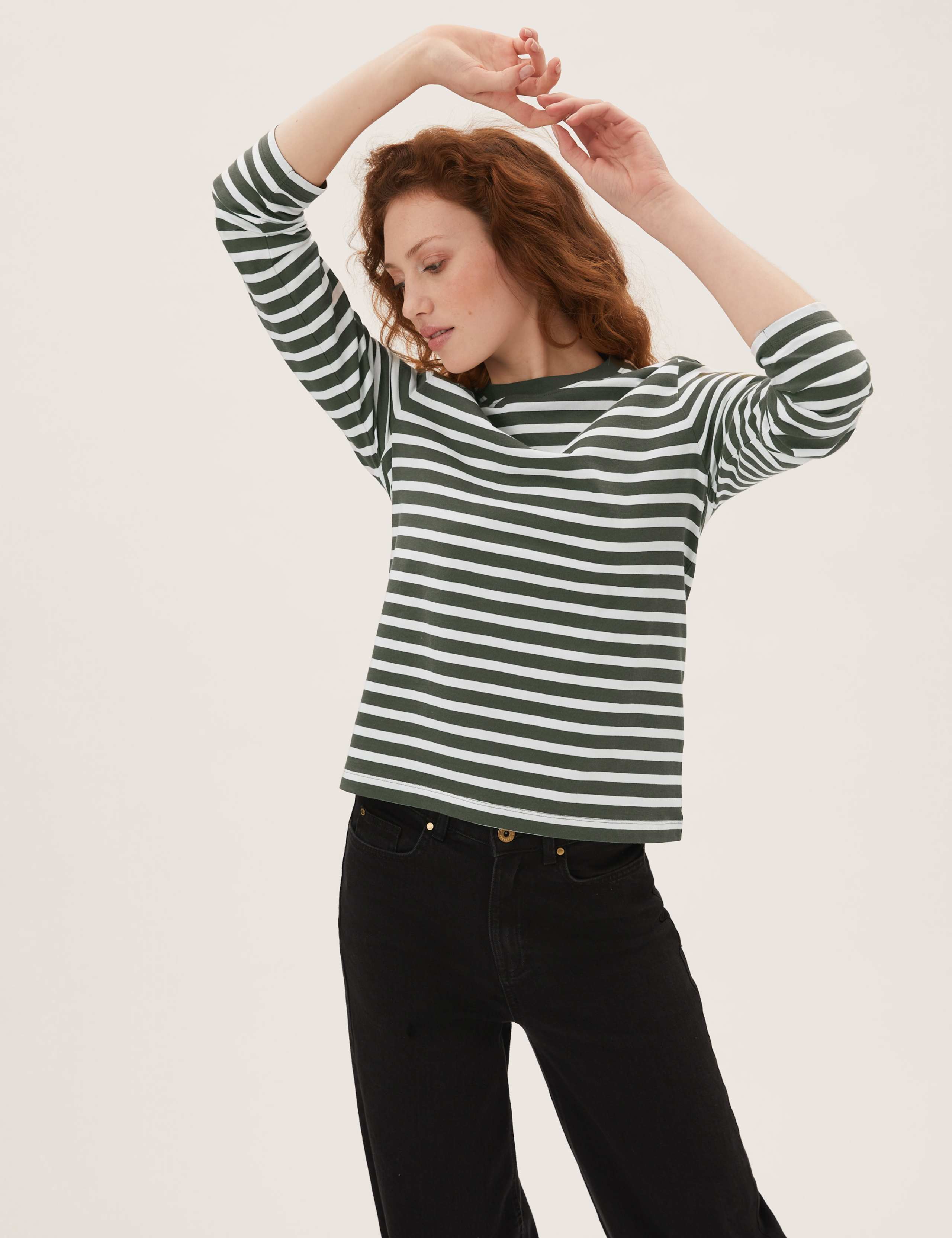 Pure Cotton Striped Straight Fit Top 1 of 5