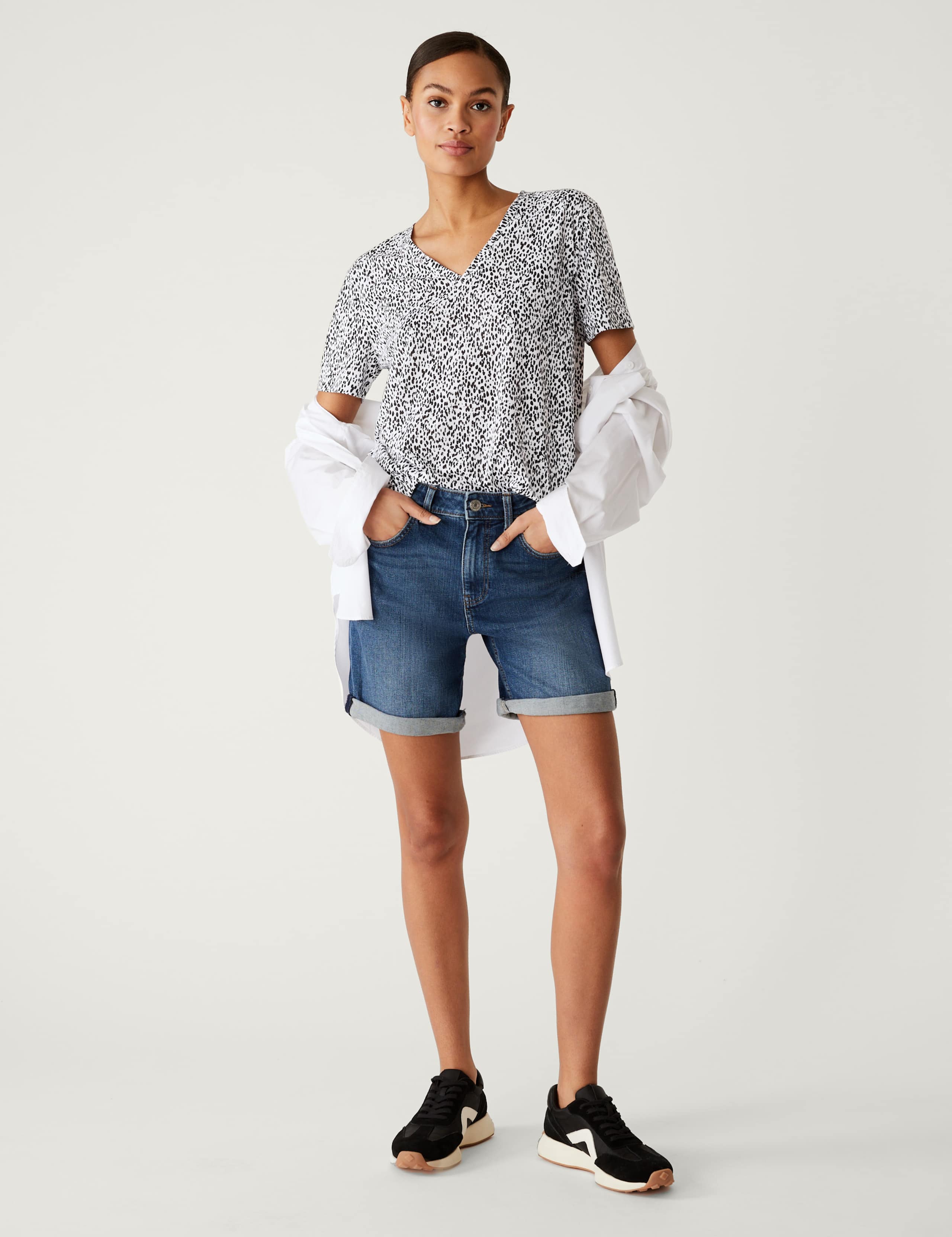 Printed Relaxed Longline T-Shirt 1 of 5