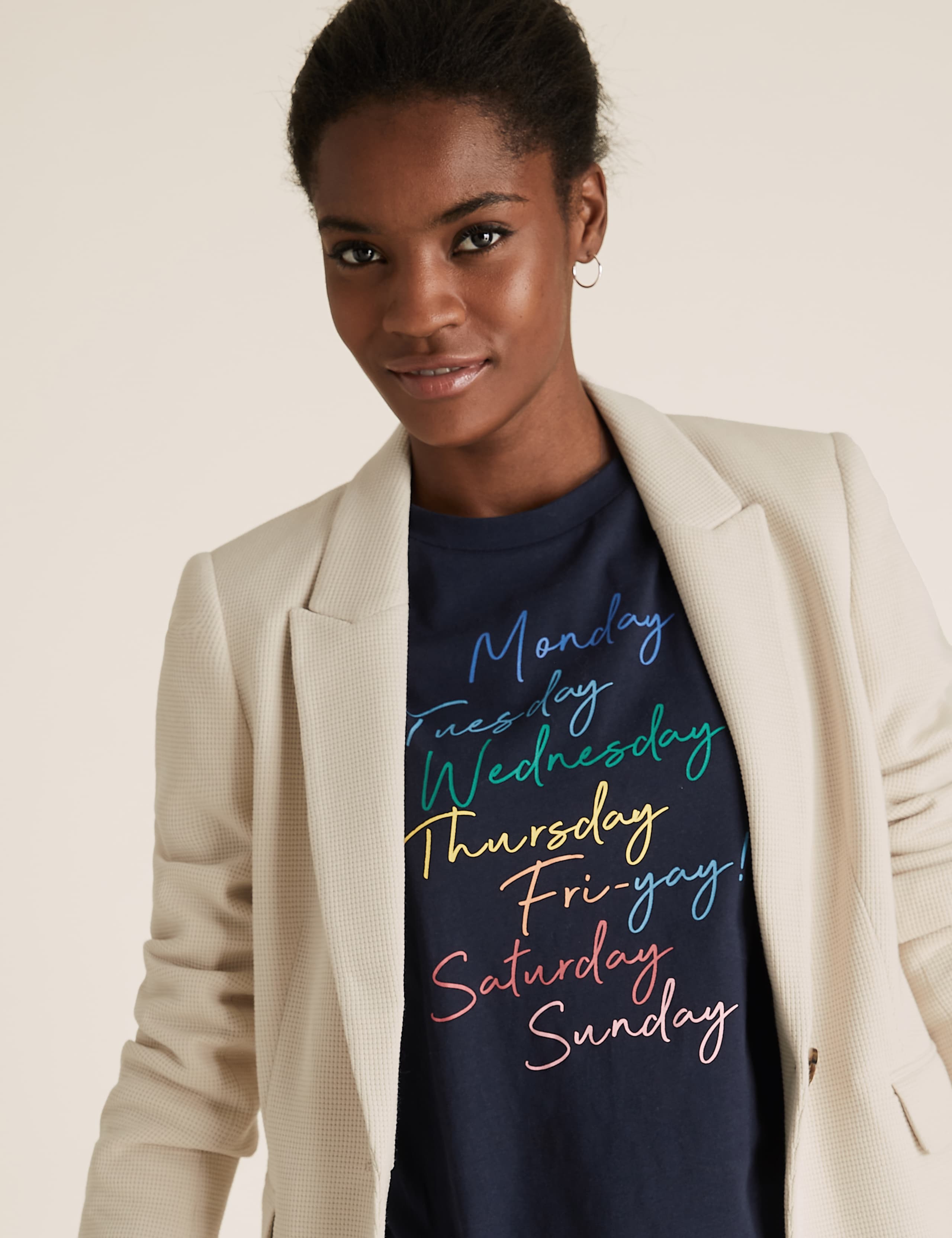 Pure Cotton Slogan Straight Fit Top 1 of 5
