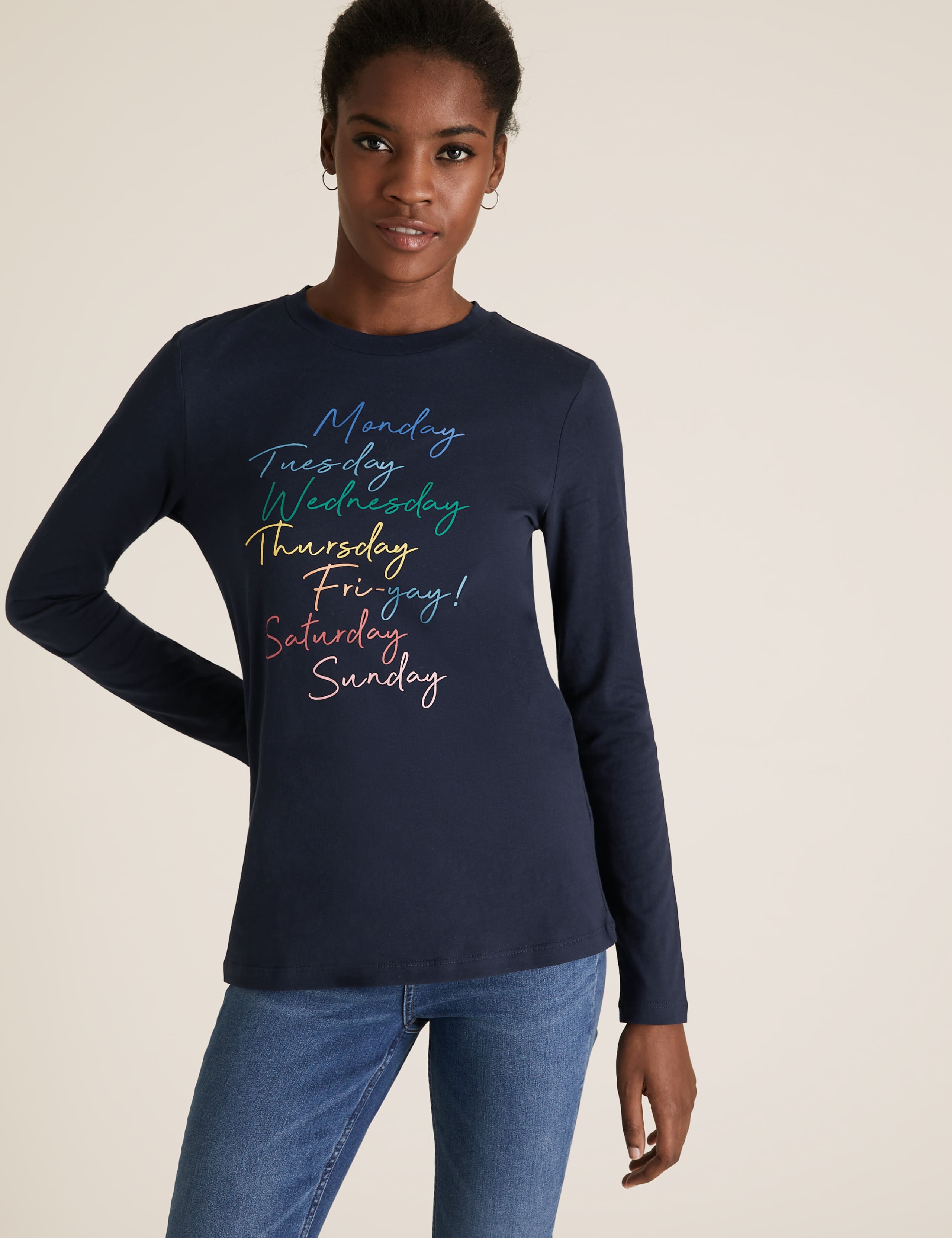 Pure Cotton Slogan Straight Fit Top 3 of 5