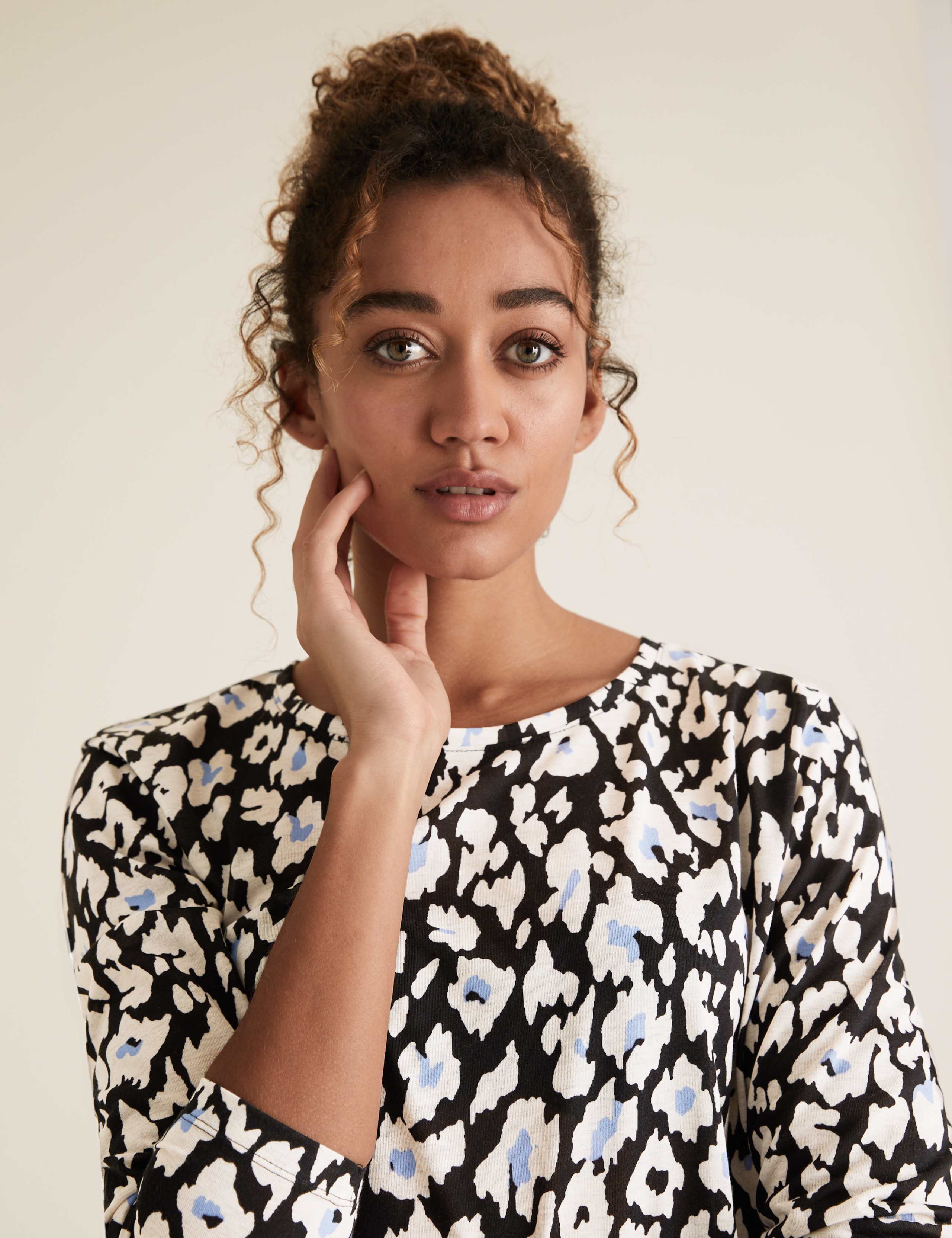 Animal Print Relaxed Longline Top 1 of 6