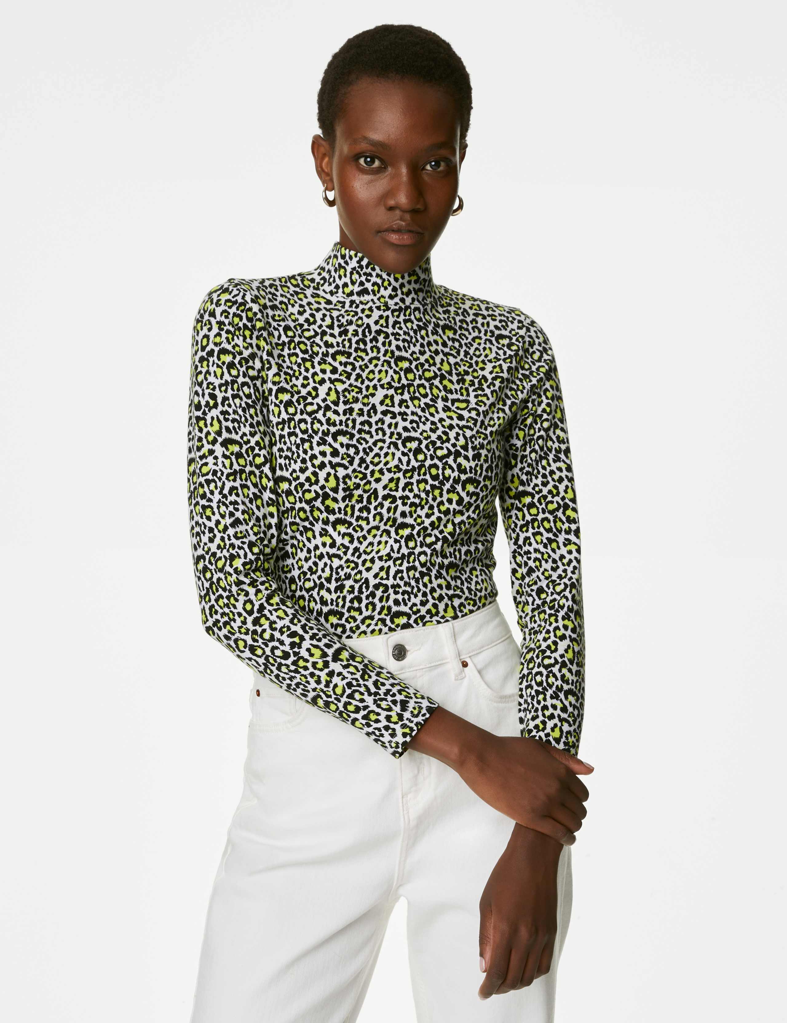 Cotton Rich Printed Slim Fit Top 1 of 5