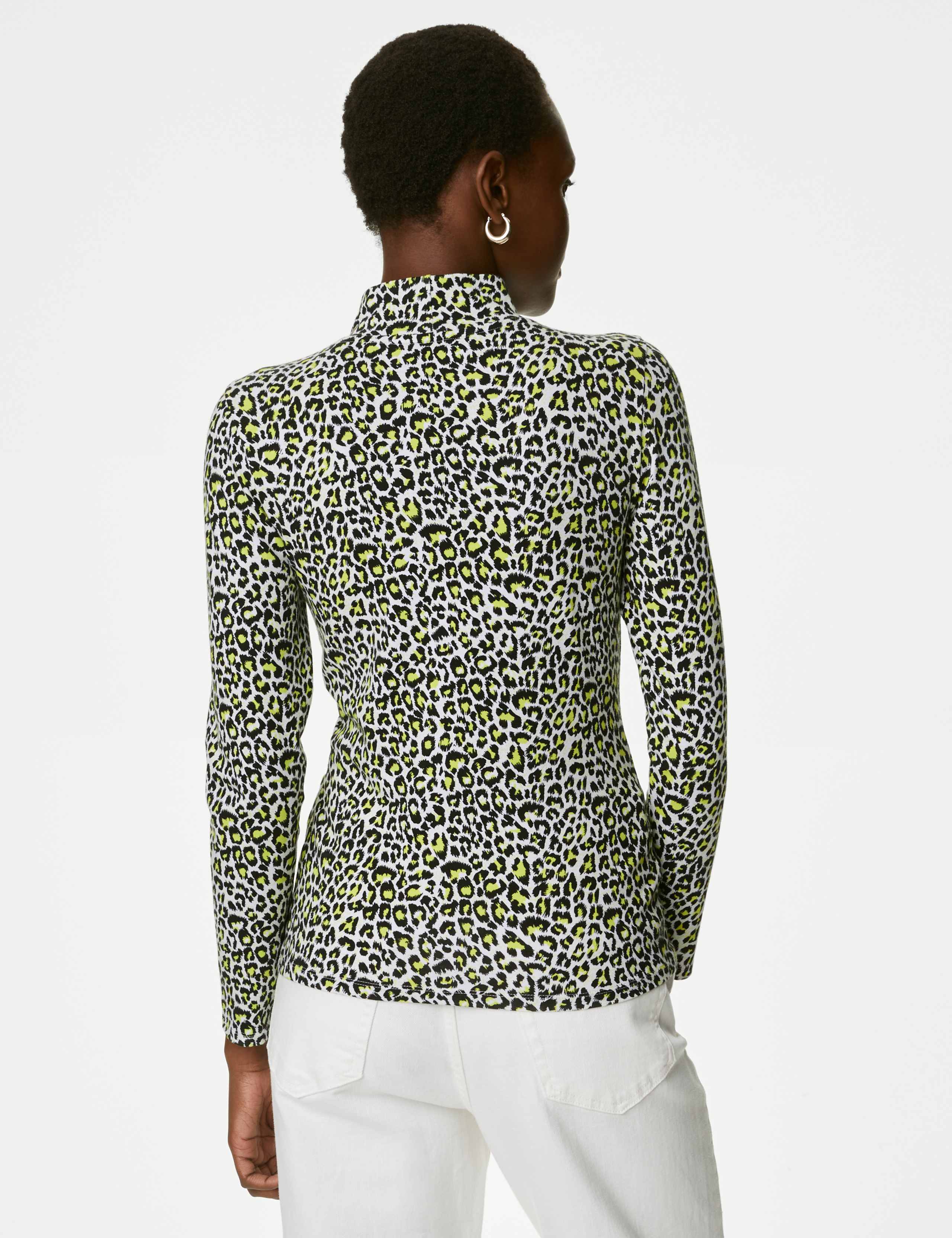 Cotton Rich Printed Slim Fit Top 5 of 5