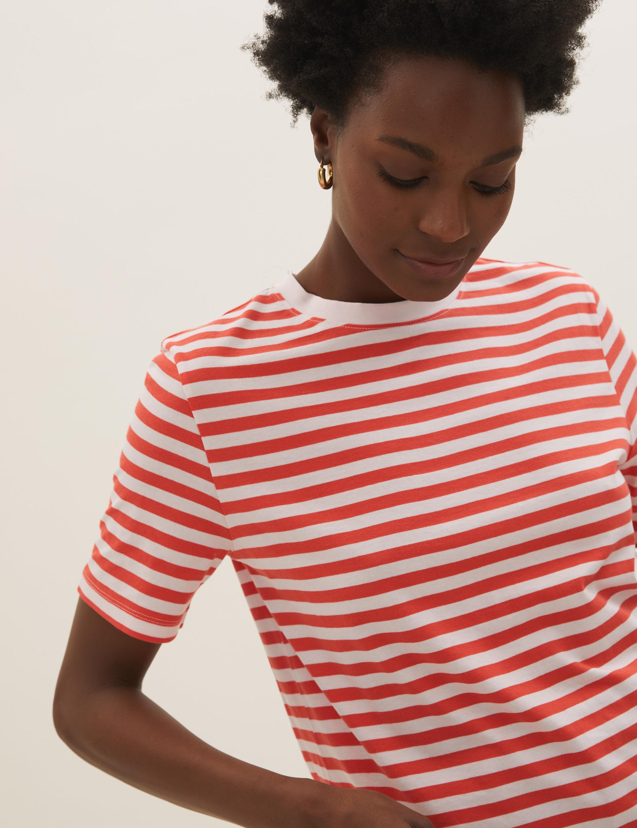Pure Cotton Striped Straight Fit T-Shirt 5 of 5