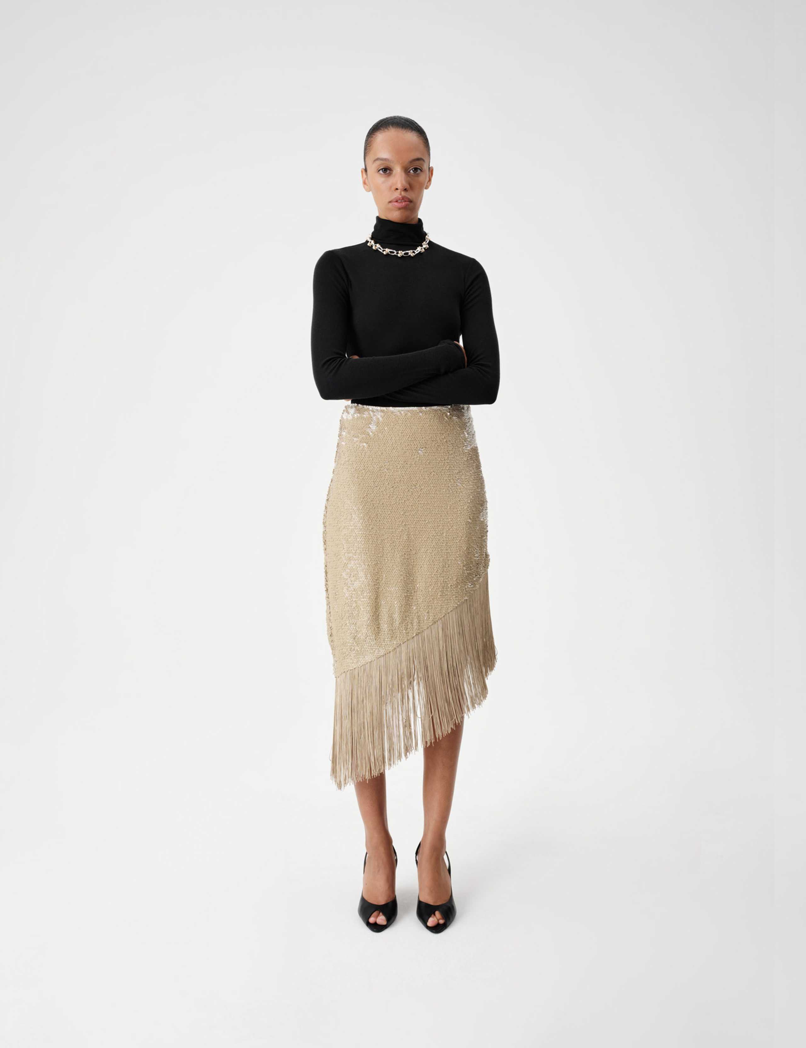 Wool Touch Semi Sheer Layering Roll Neck Top 1 of 6