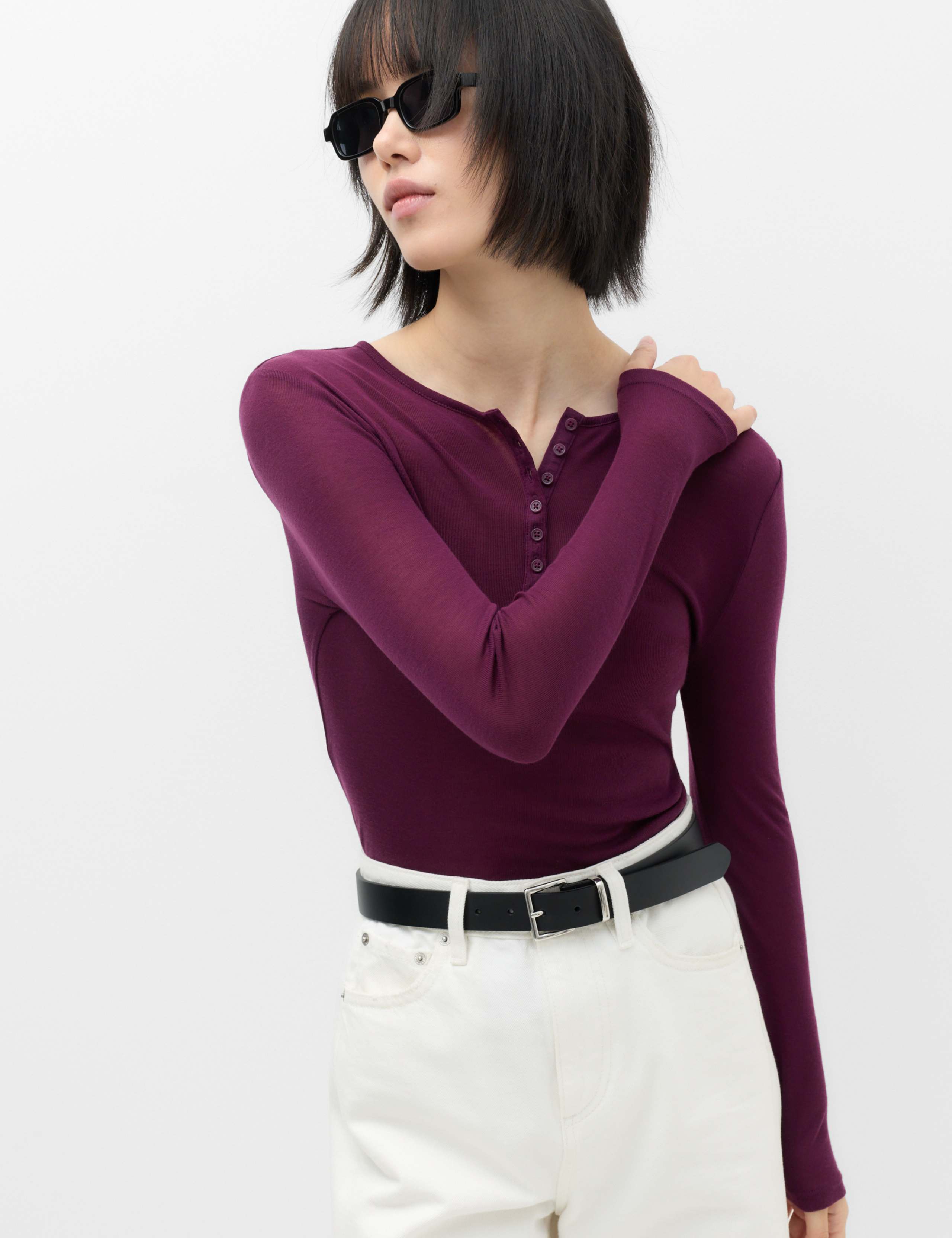 Lyocell Rich Henley Top with Wool 5 of 5