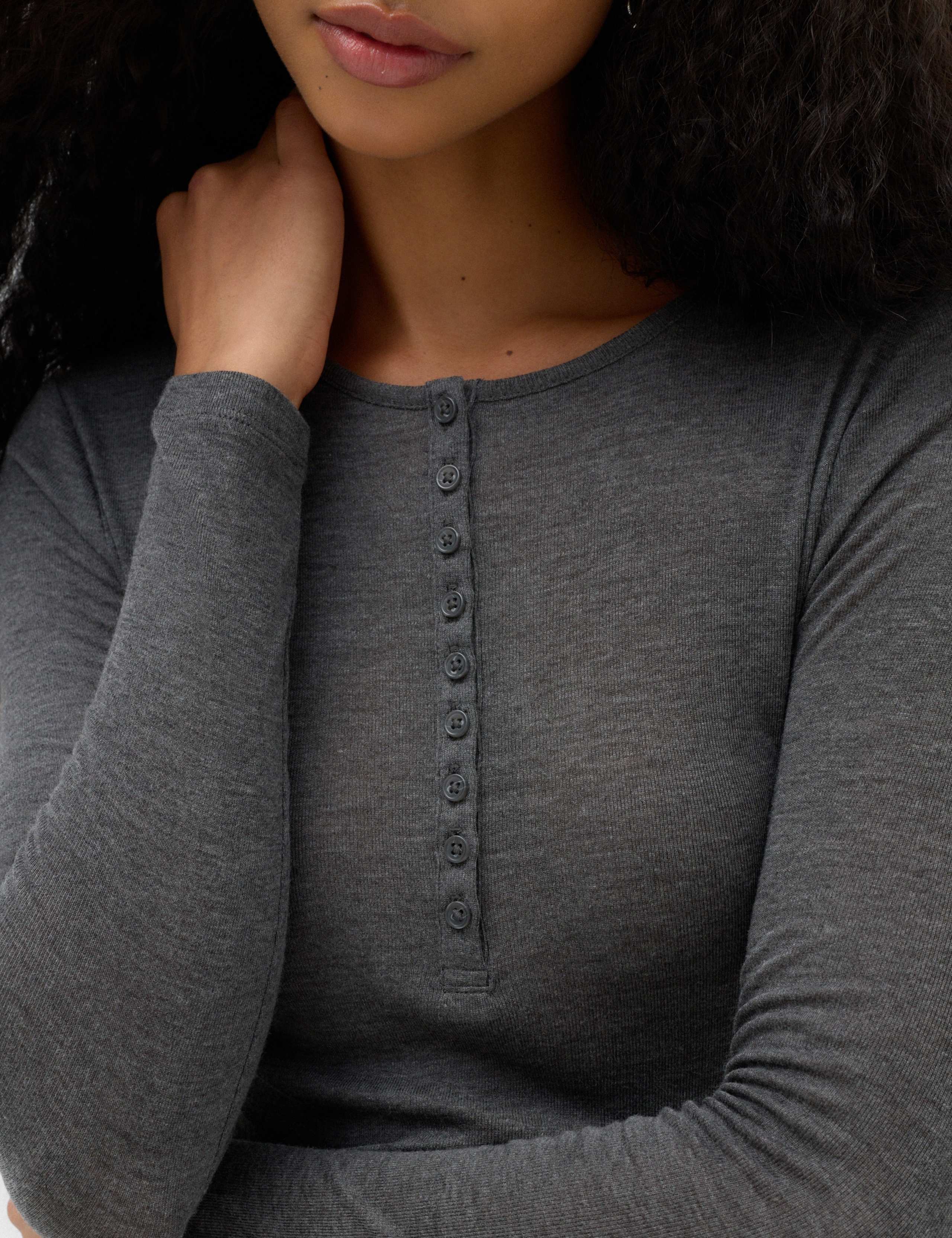 Lyocell Rich Henley Top with Wool 4 of 4