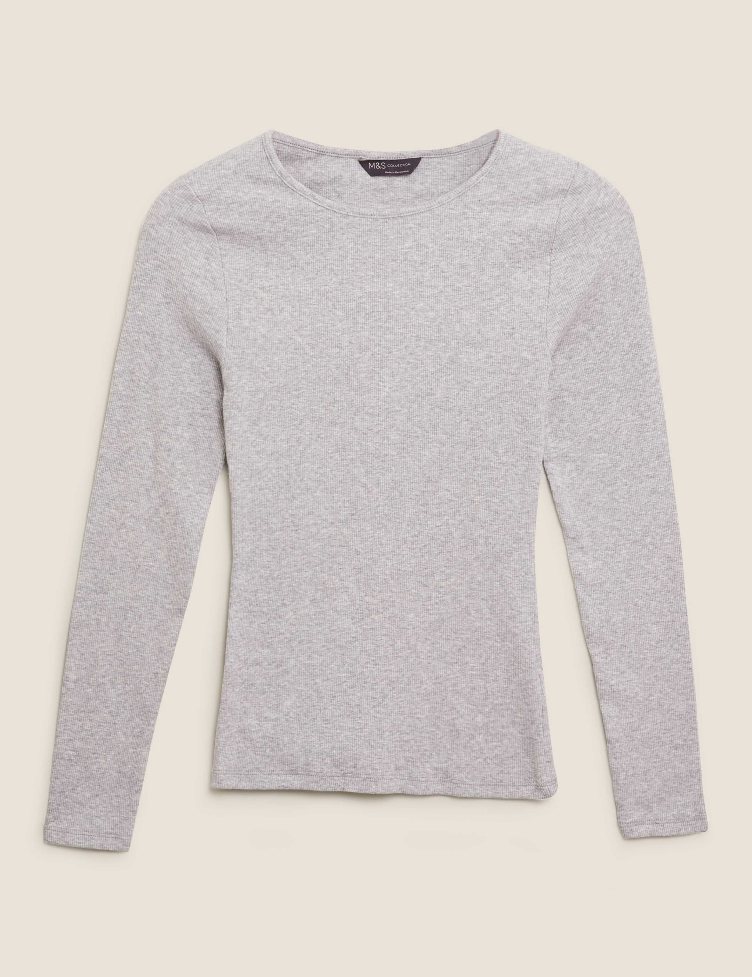 Cotton Ribbed Fitted Long Sleeve Top 1 of 4