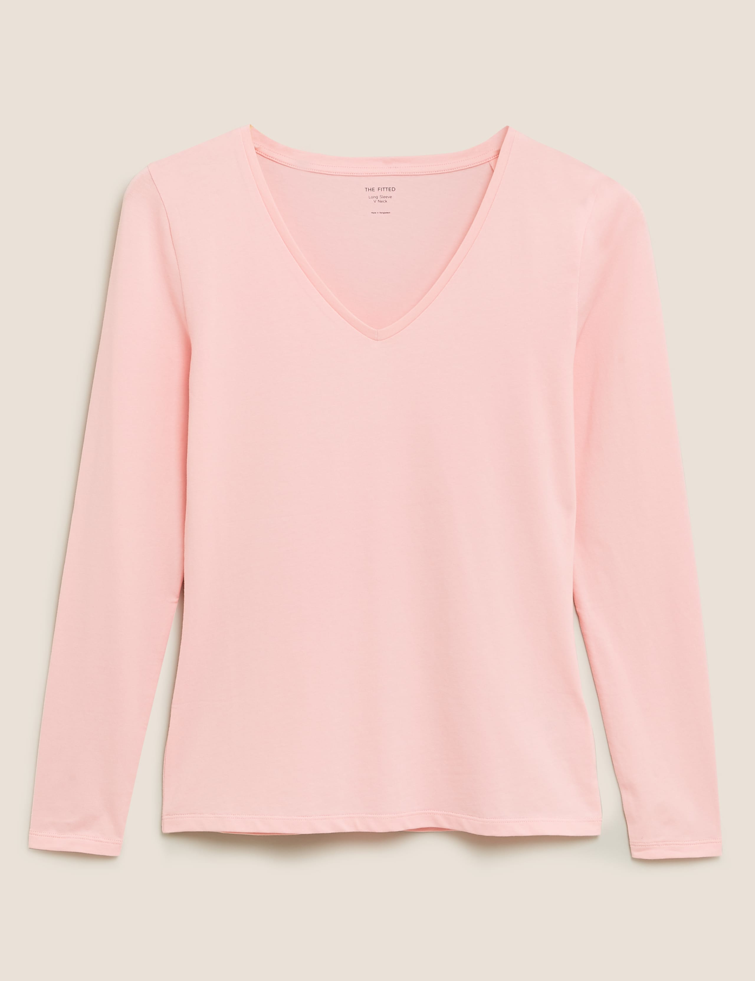 Cotton V-Neck Fitted Long Sleeve Top 2 of 4
