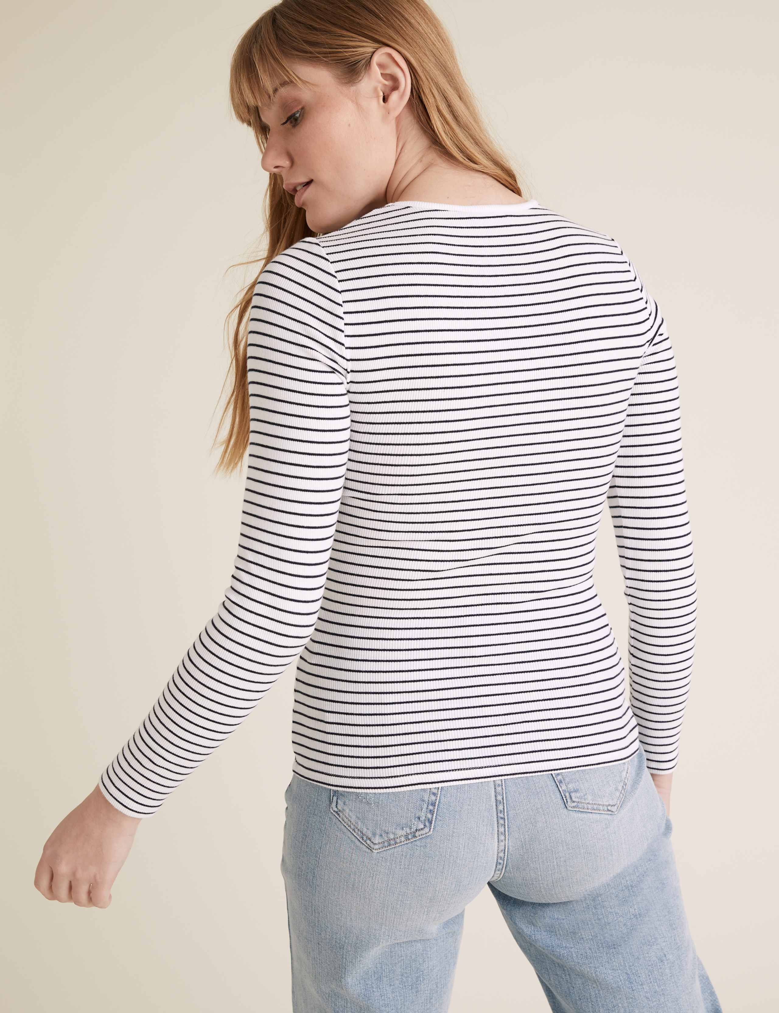 Cotton Ribbed Stripe Fitted Top 4 of 5