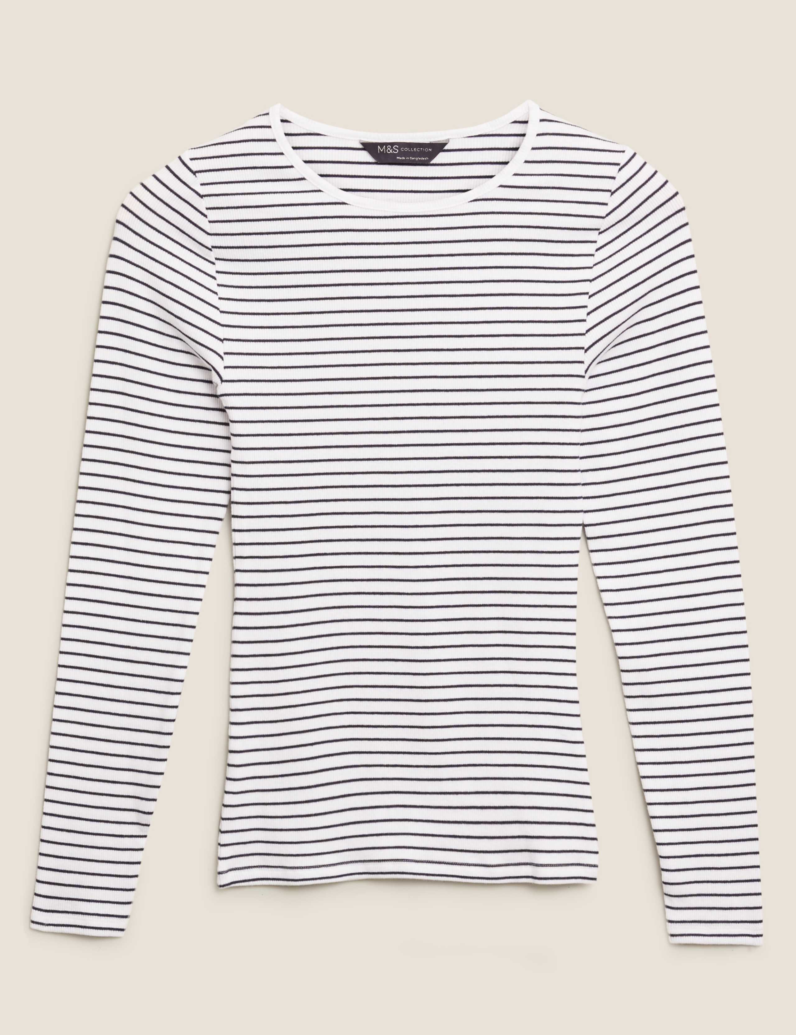 Cotton Ribbed Stripe Fitted Top 2 of 5