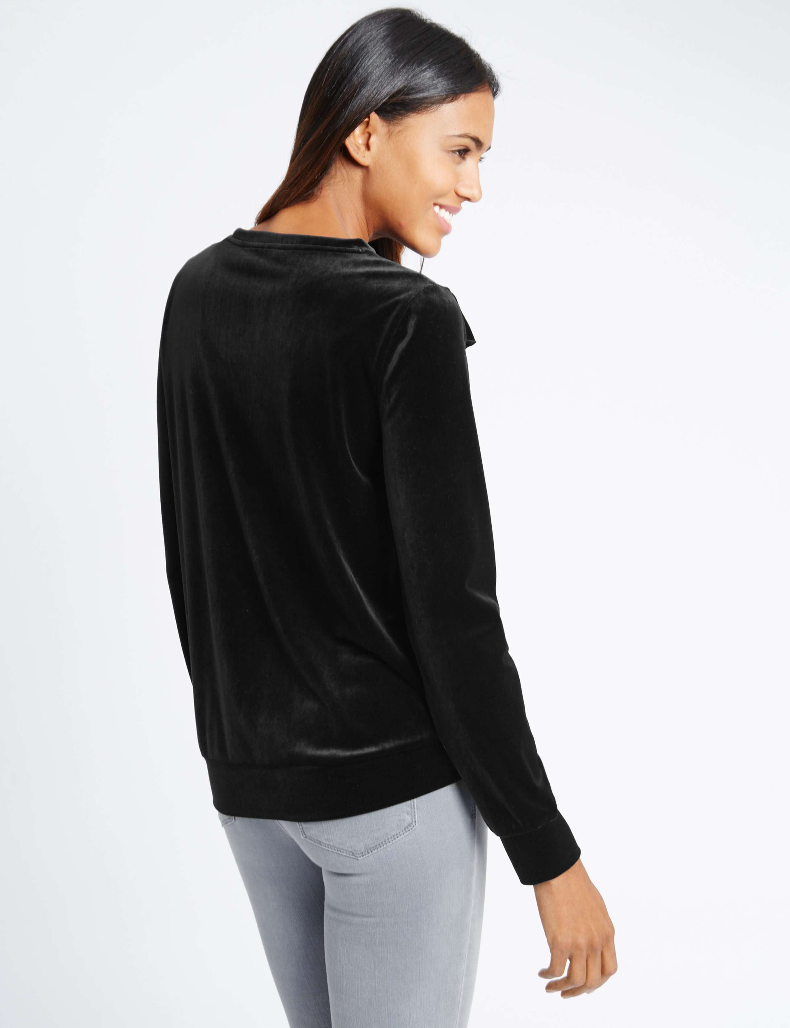 Velvet Ruffle Long Sleeve Sweatshirt 3 of 4