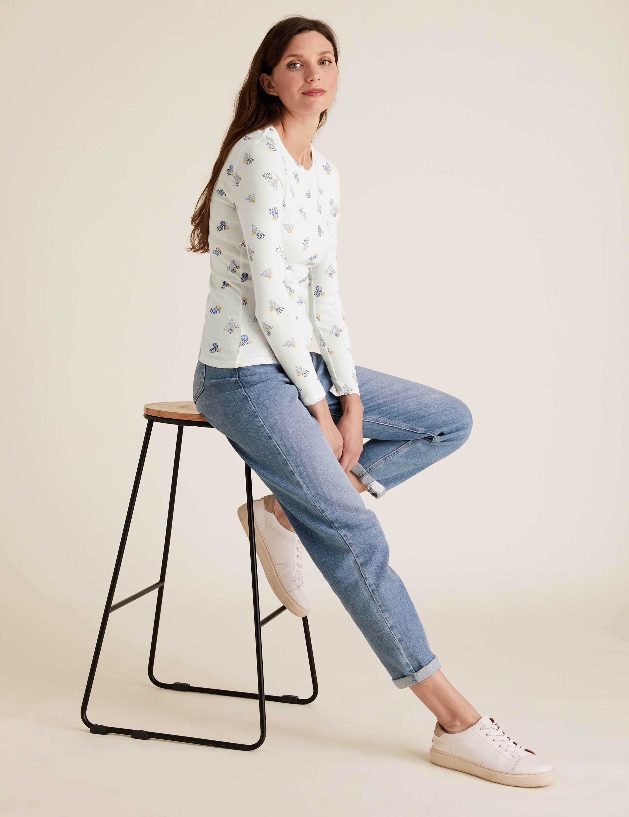 Pure Cotton Floral Regular Fit Top 3 of 4