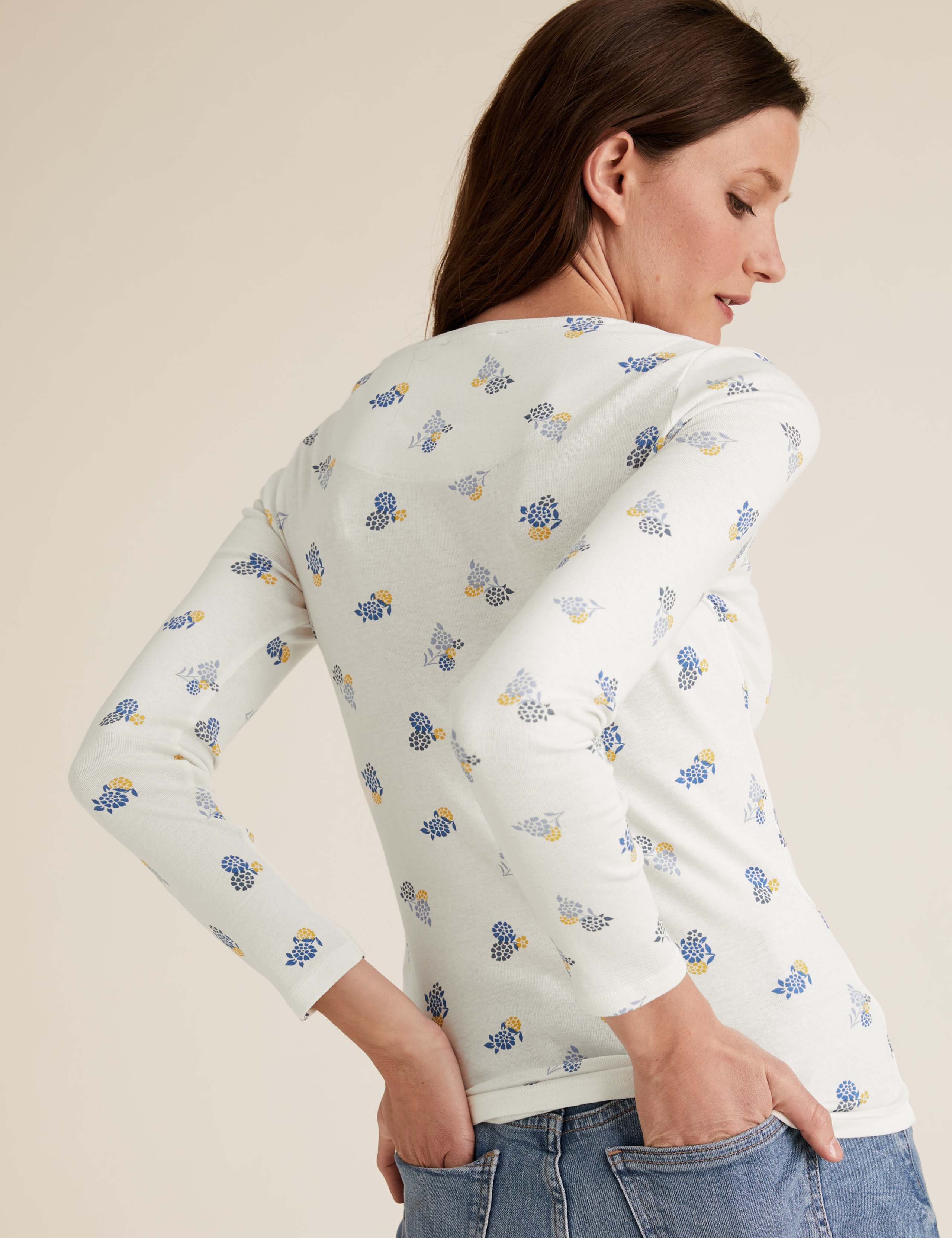 Pure Cotton Floral Regular Fit Top 4 of 4