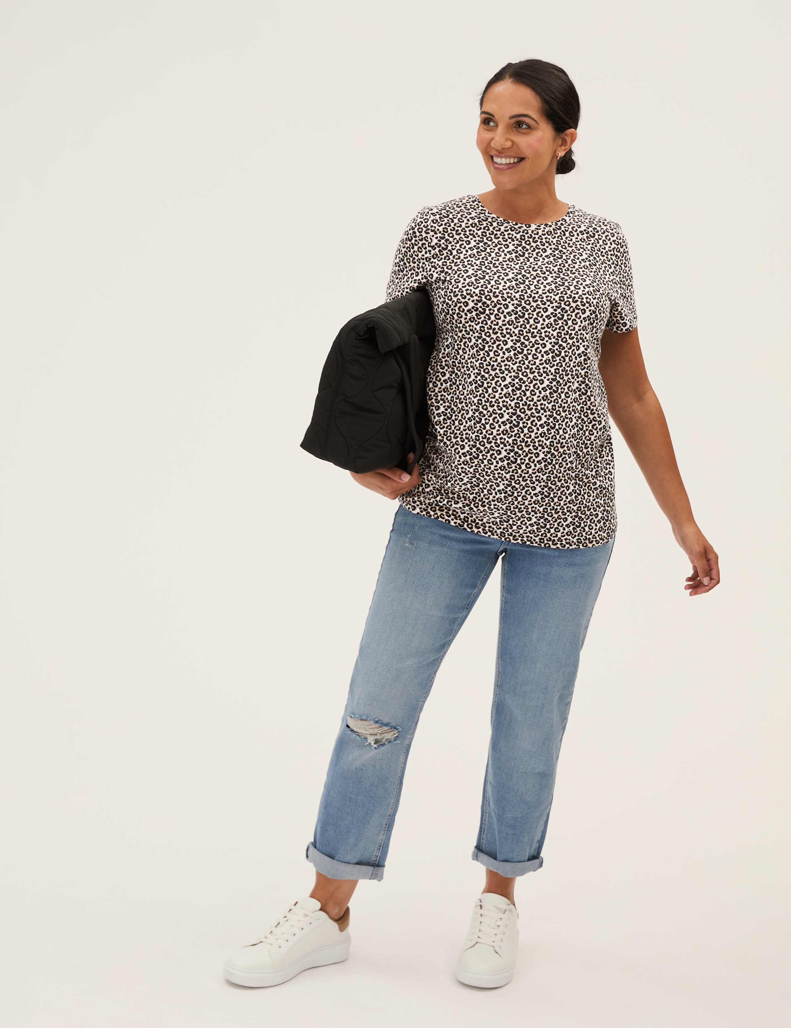 Maternity Cotton Rich Animal Print T-Shirt 3 of 5