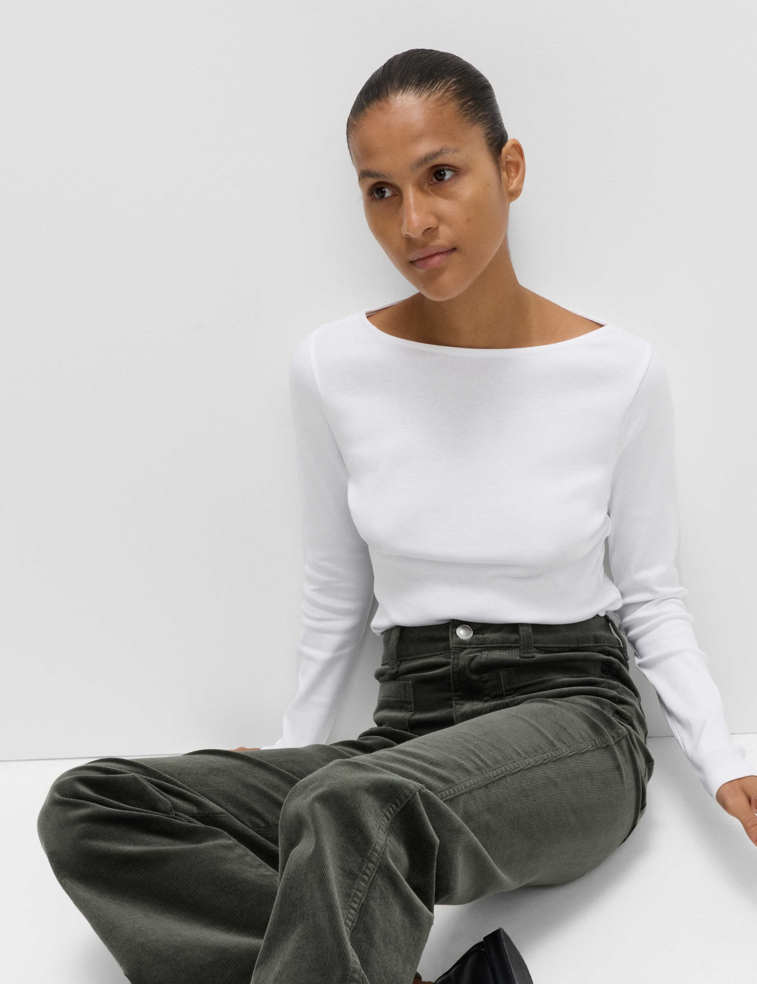Pure Cotton Slash Neck Top 3 of 4