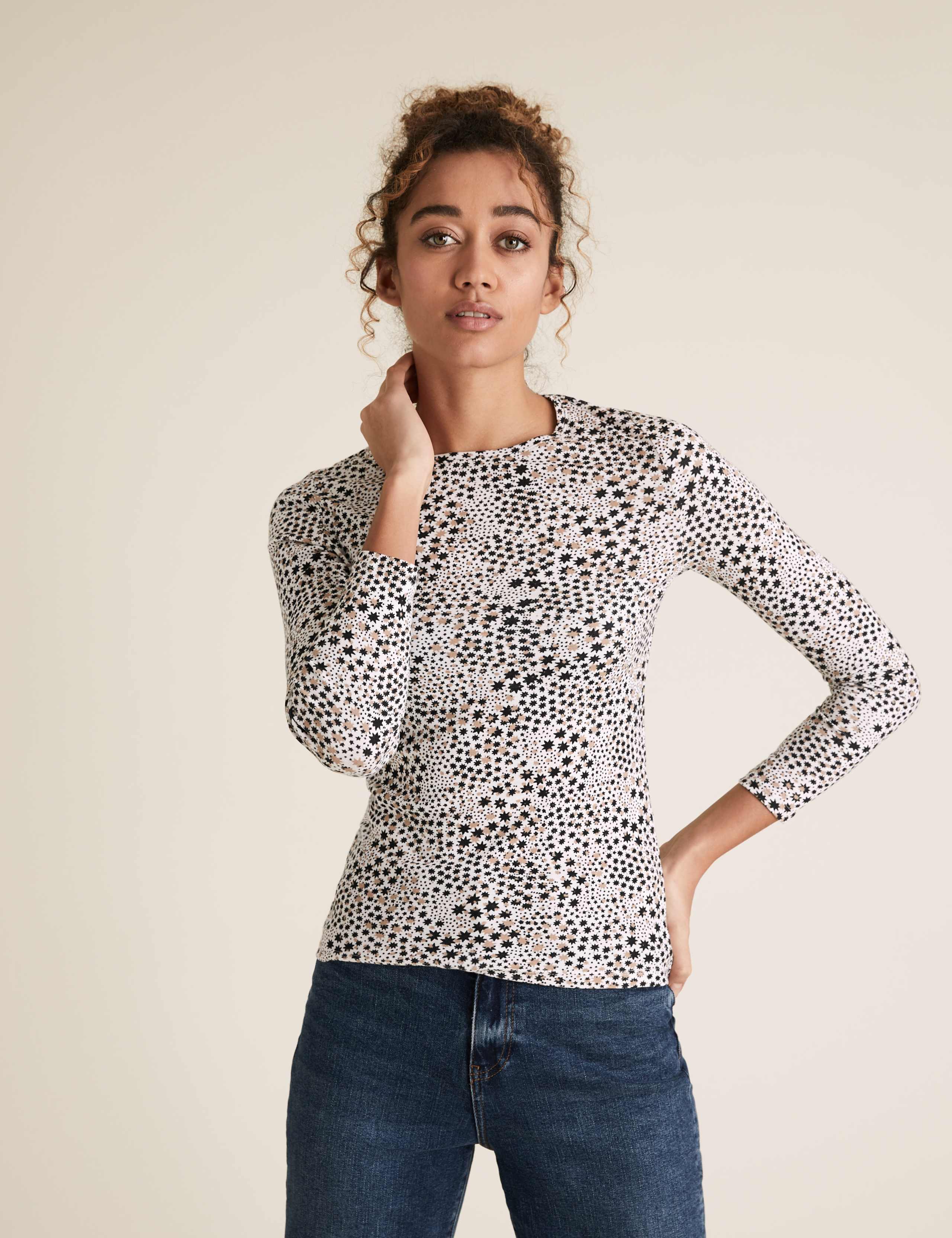 Pure Cotton Star Print Regular Fit Top 1 of 4