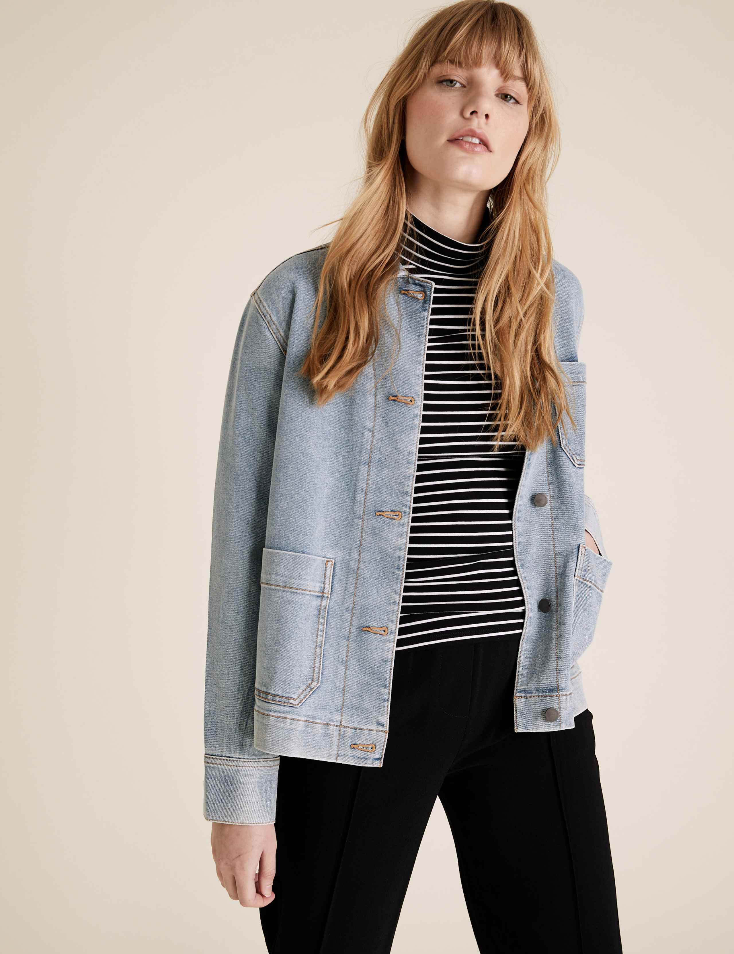 Cotton Striped Funnel Neck Fitted Top 5 of 5