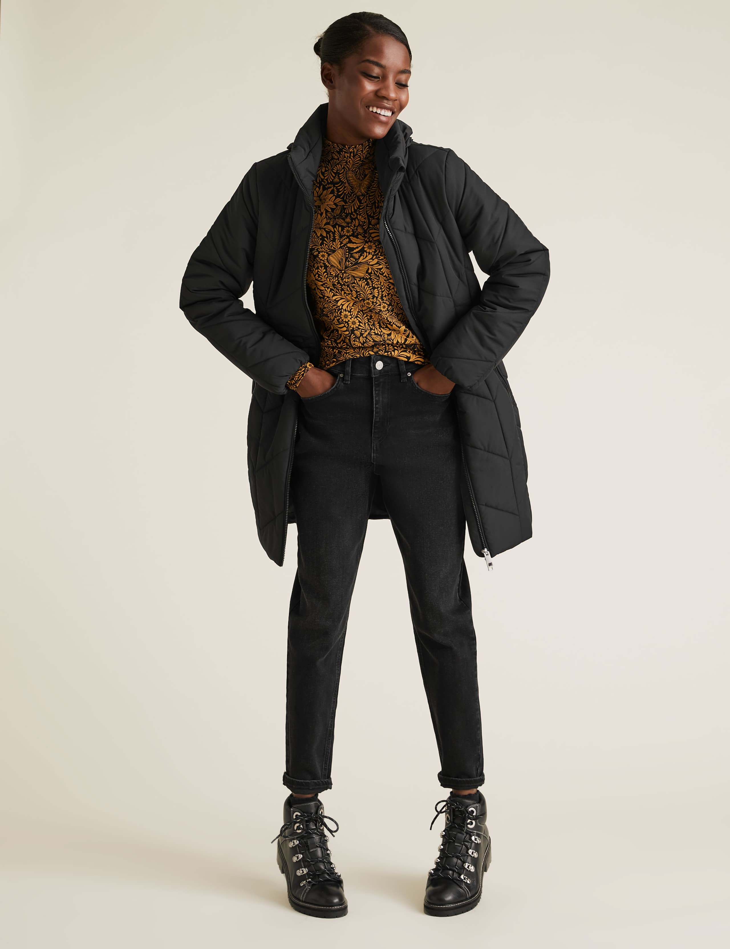 Cotton Butterfly Funnel Neck Fitted Top 1 of 6