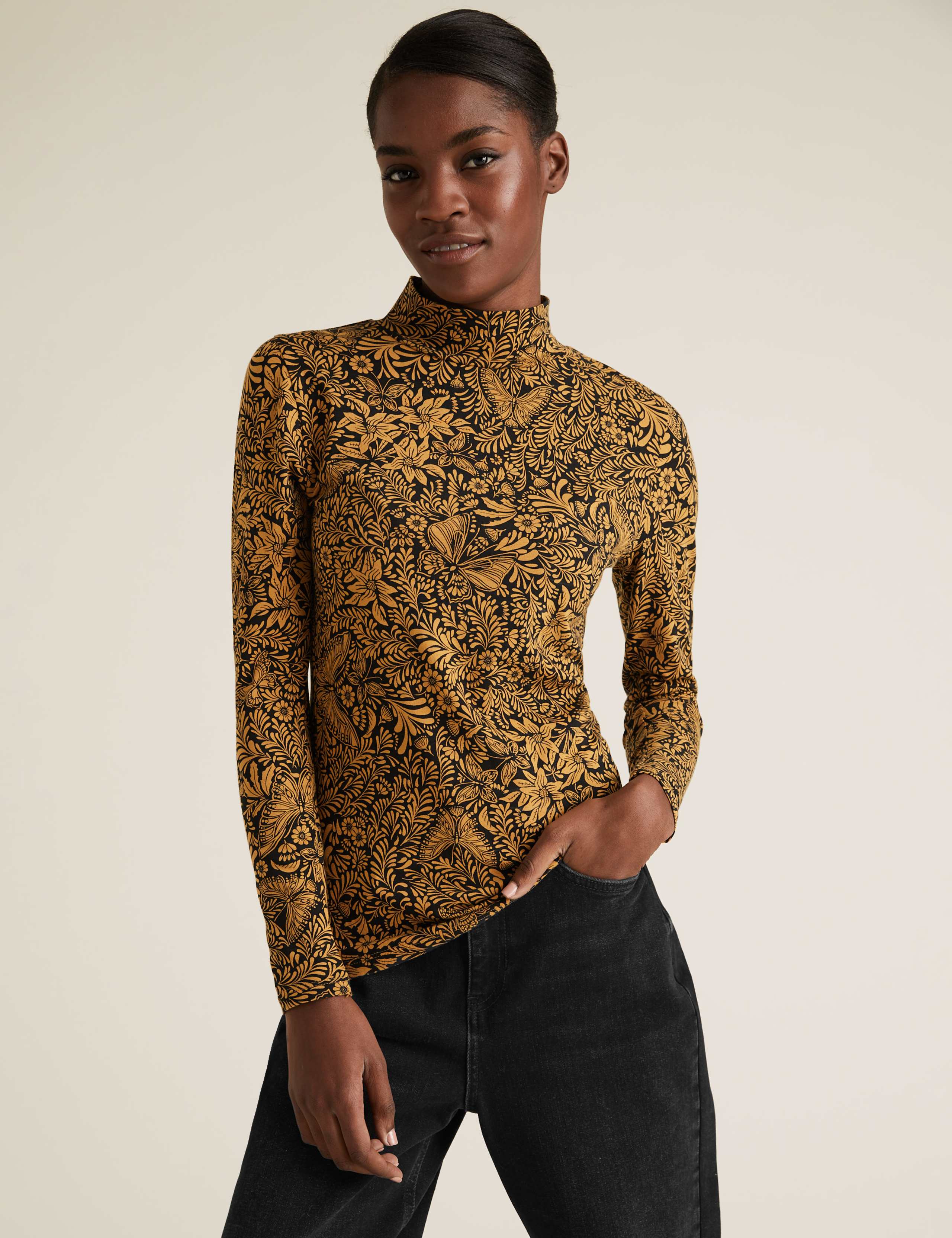 Cotton Butterfly Funnel Neck Fitted Top 3 of 6