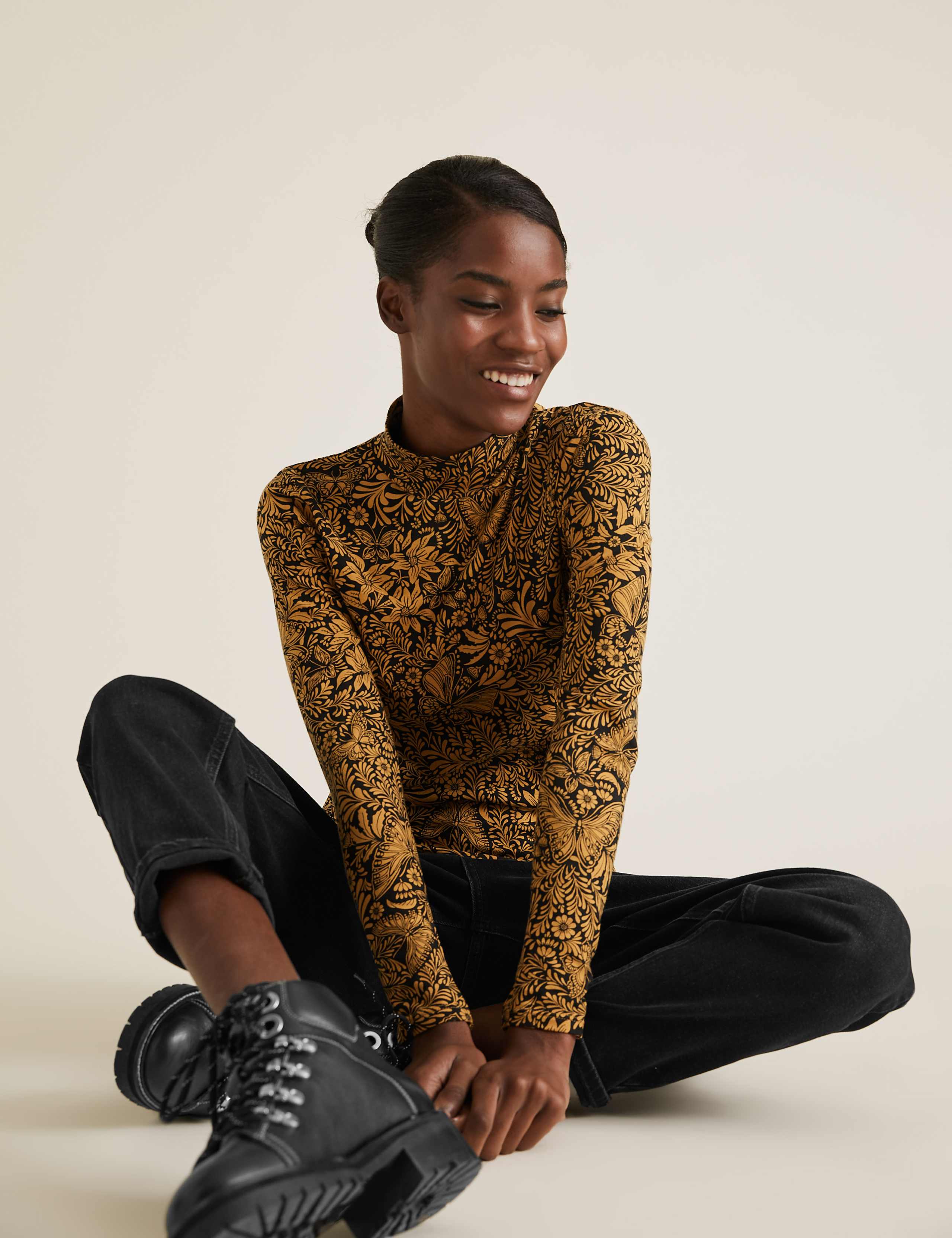 Cotton Butterfly Funnel Neck Fitted Top 6 of 6