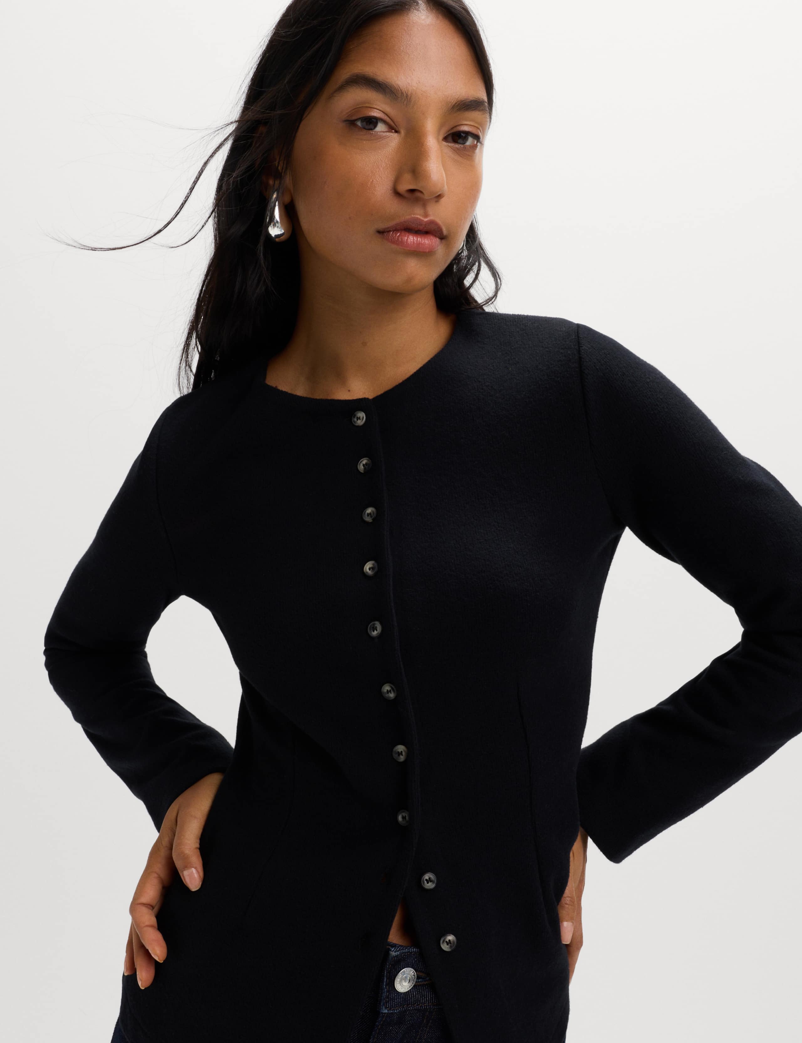 Cosy Crew Neck Slim Fit Cardigan 1 of 5