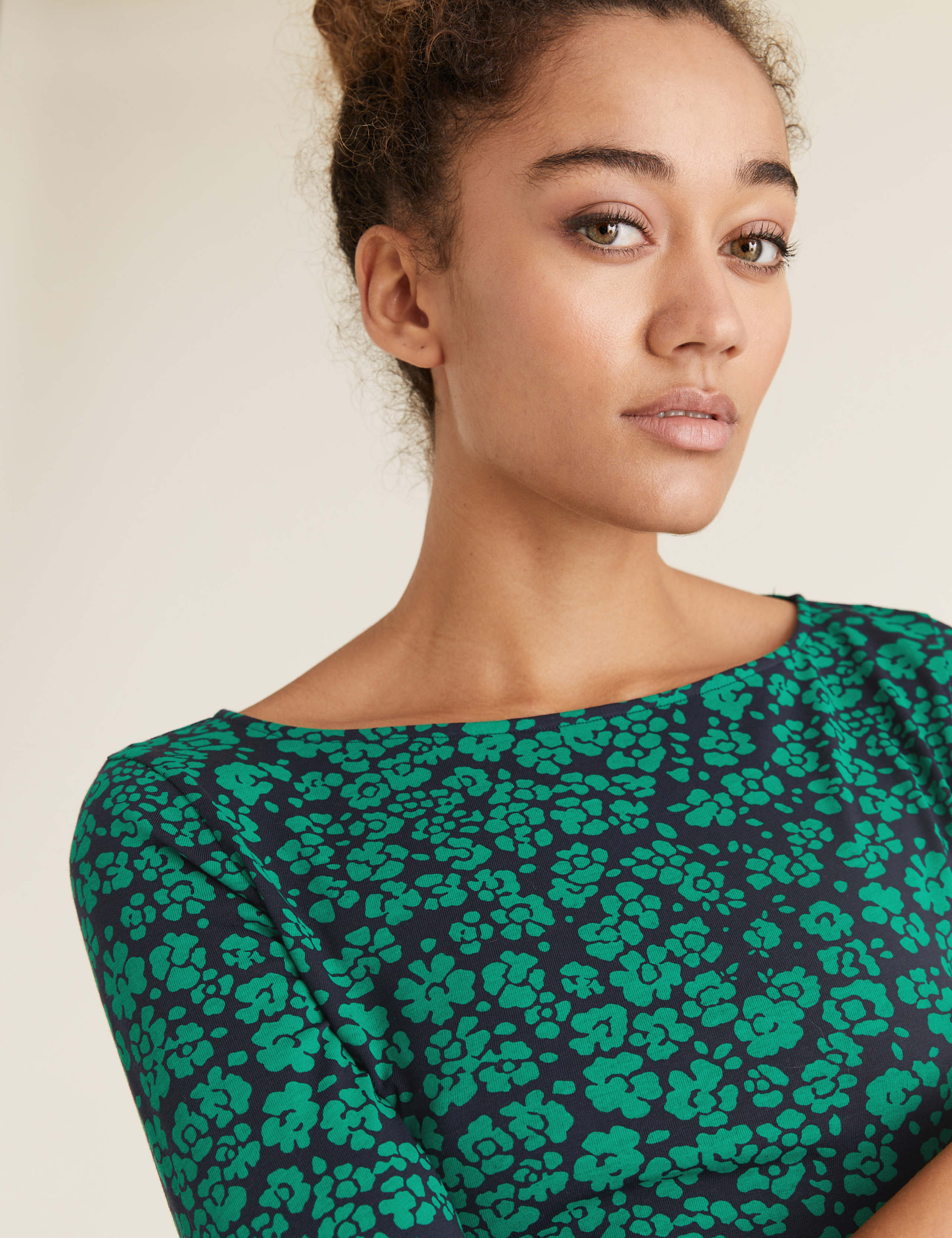 Cotton Ditsy Floral Slash Neck Fitted Top 3 of 4