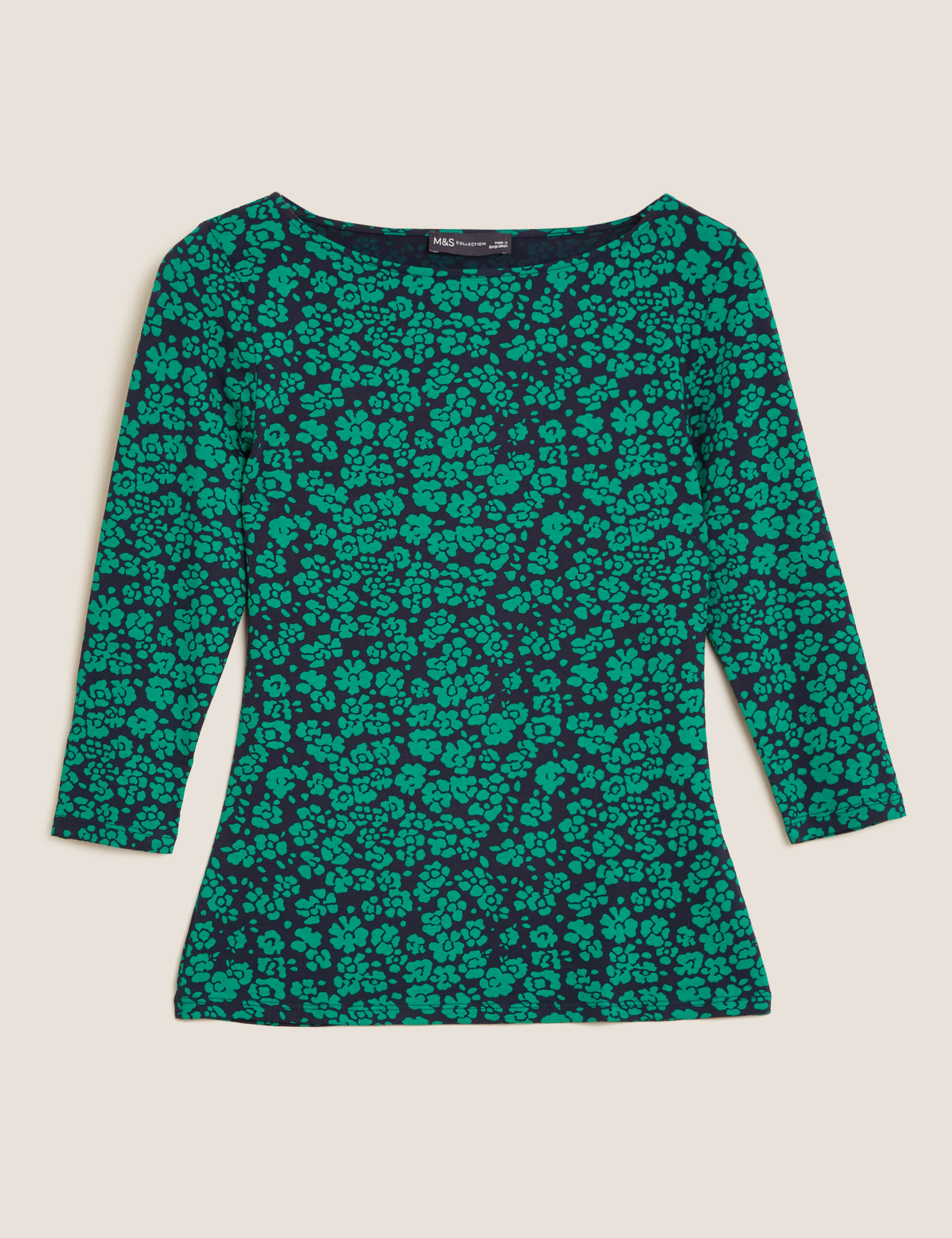 Cotton Ditsy Floral Slash Neck Fitted Top 2 of 4