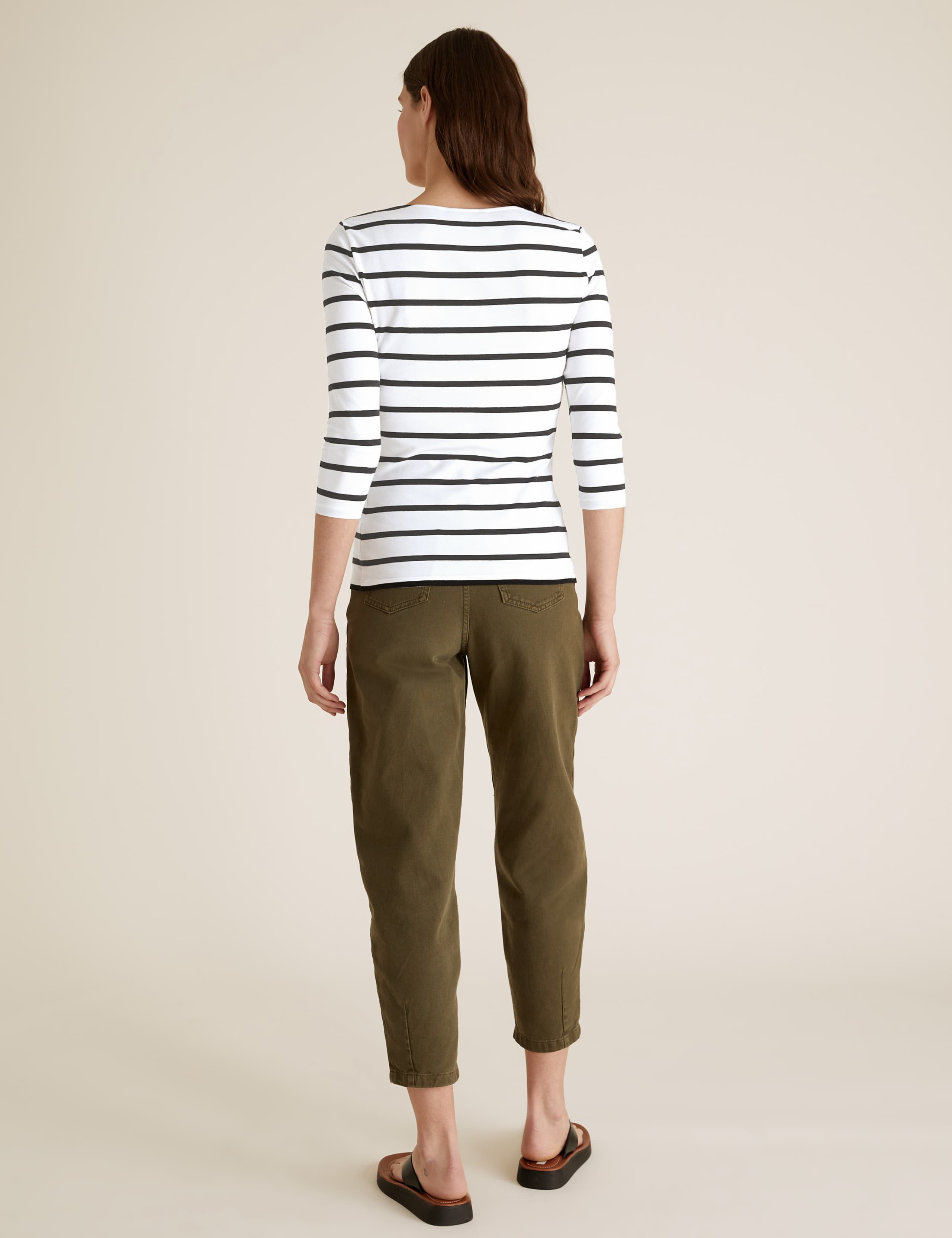 Cotton Rich Striped Slash Neck Fitted Top 4 of 5
