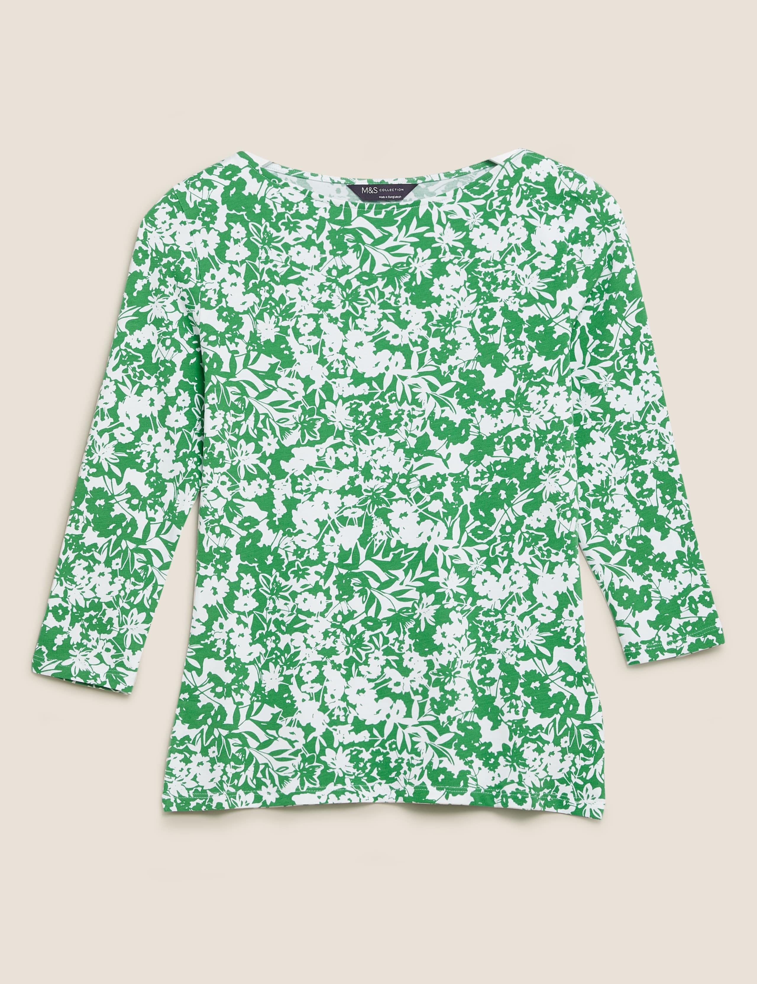 Cotton Rich Printed Slash Neck Fitted Top 2 of 5