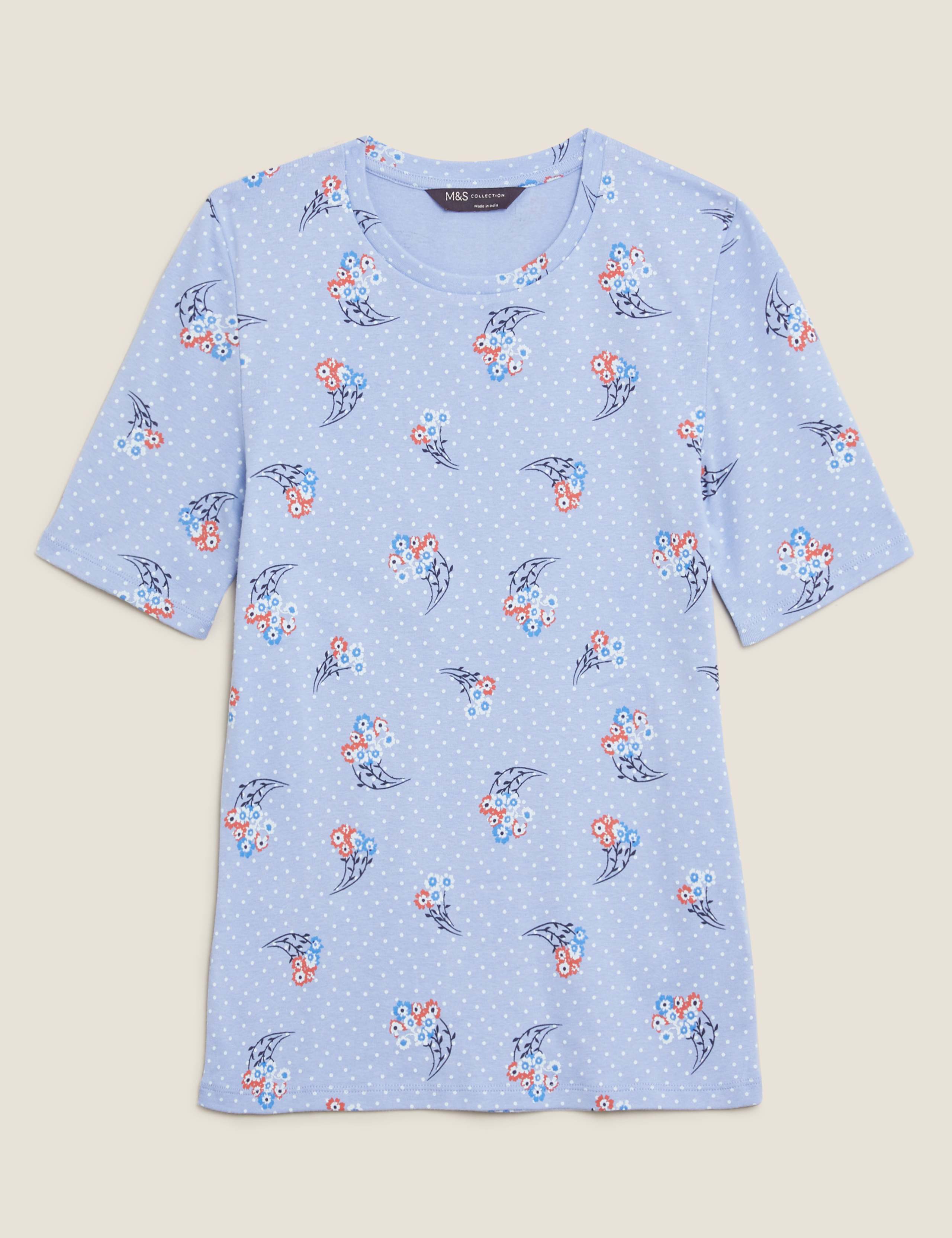 Pure Cotton Floral Regular Fit T-Shirt 2 of 5