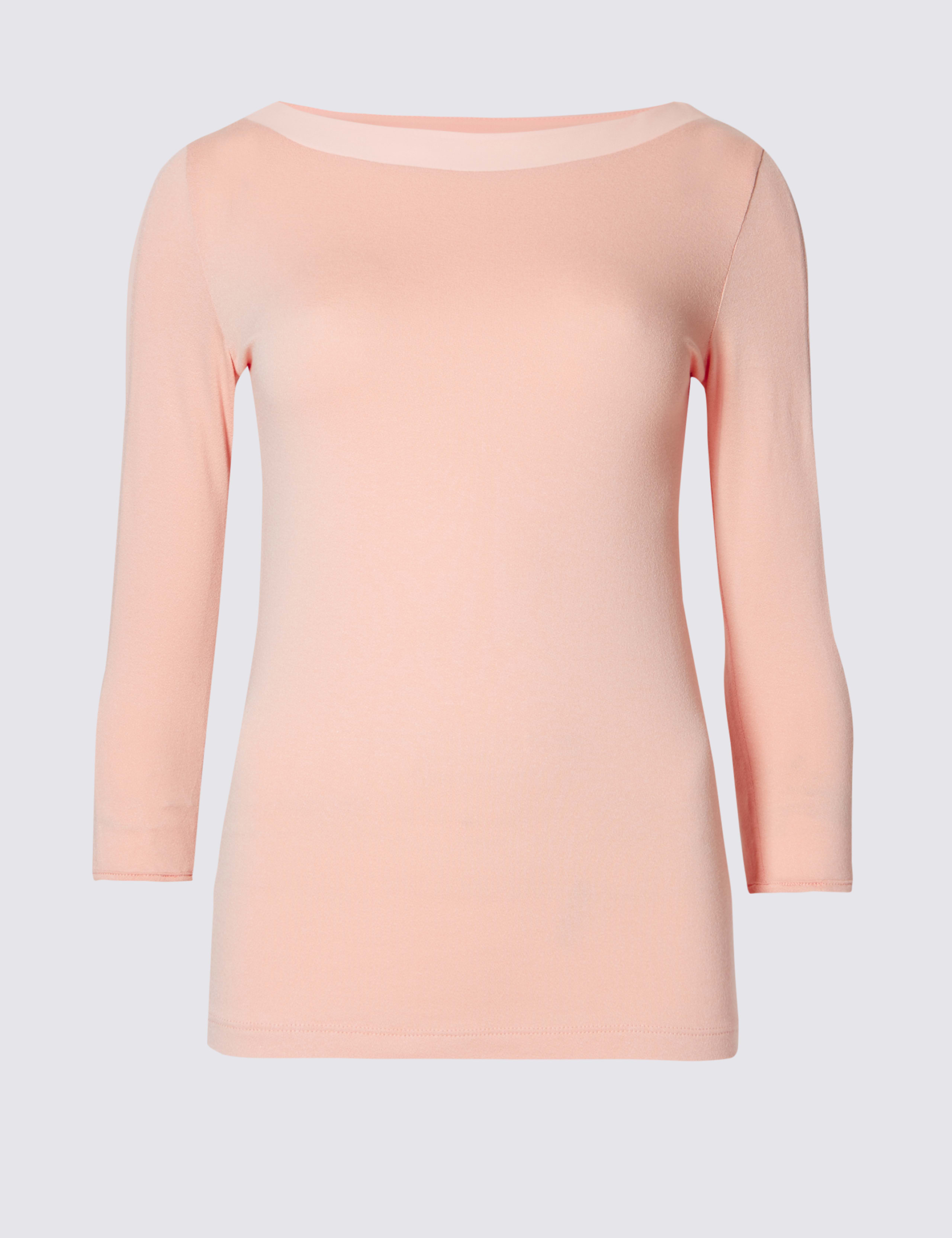 PETITE Slash Neck 3/4 Sleeve Jersey Top 2 of 4