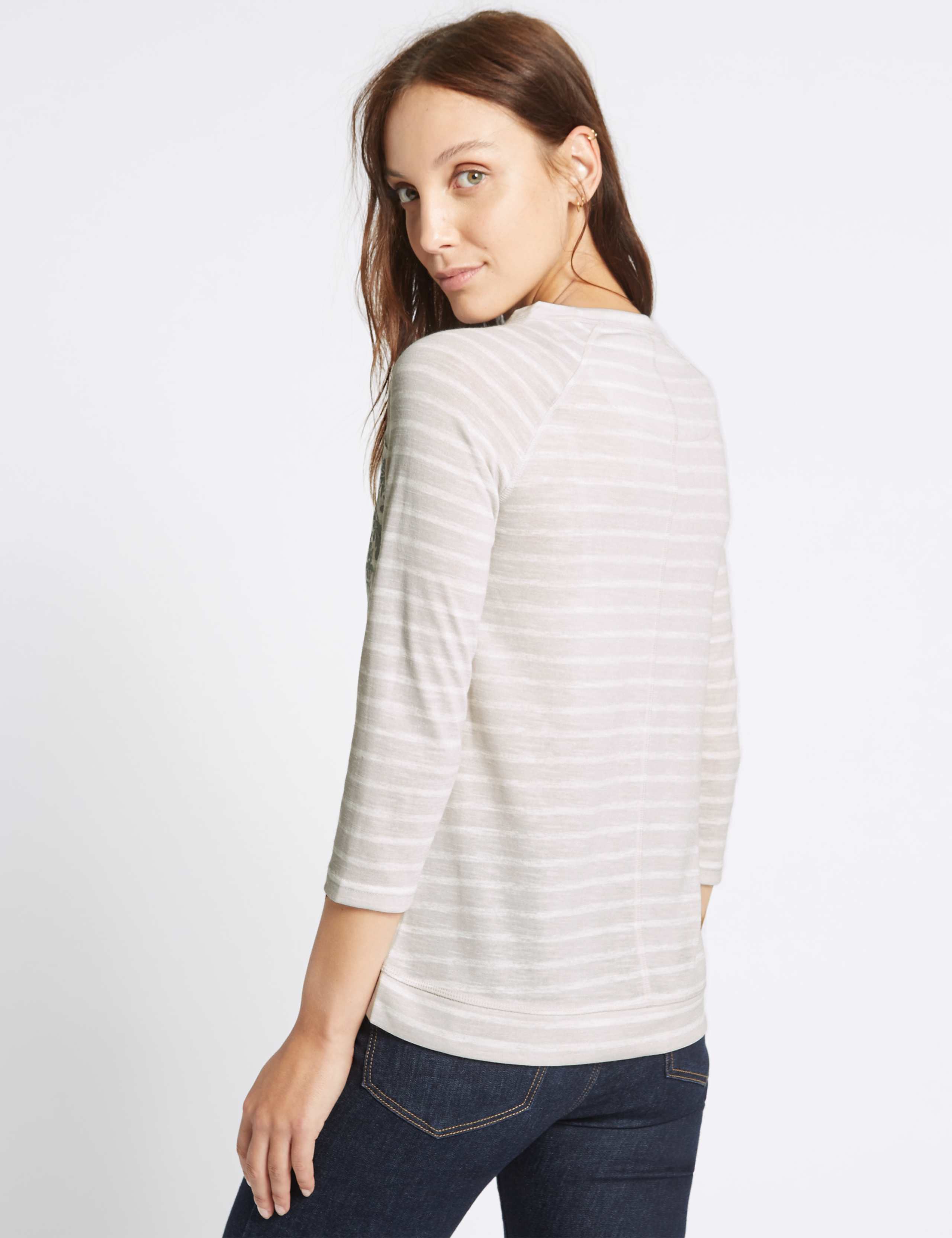 Striped Raglan 3/4 Sleeve T-Shirt 4 of 5