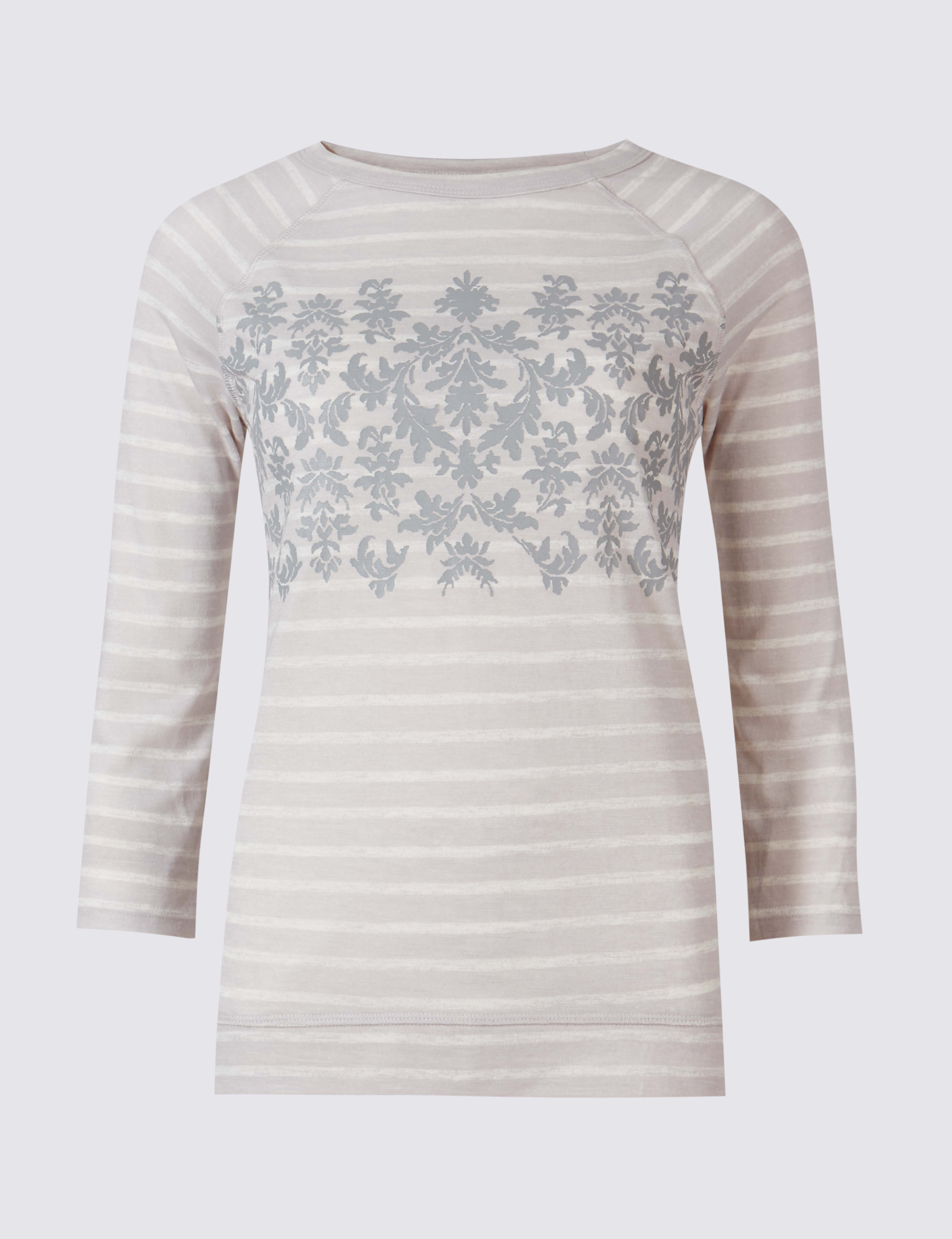 Striped Raglan 3/4 Sleeve T-Shirt 2 of 5