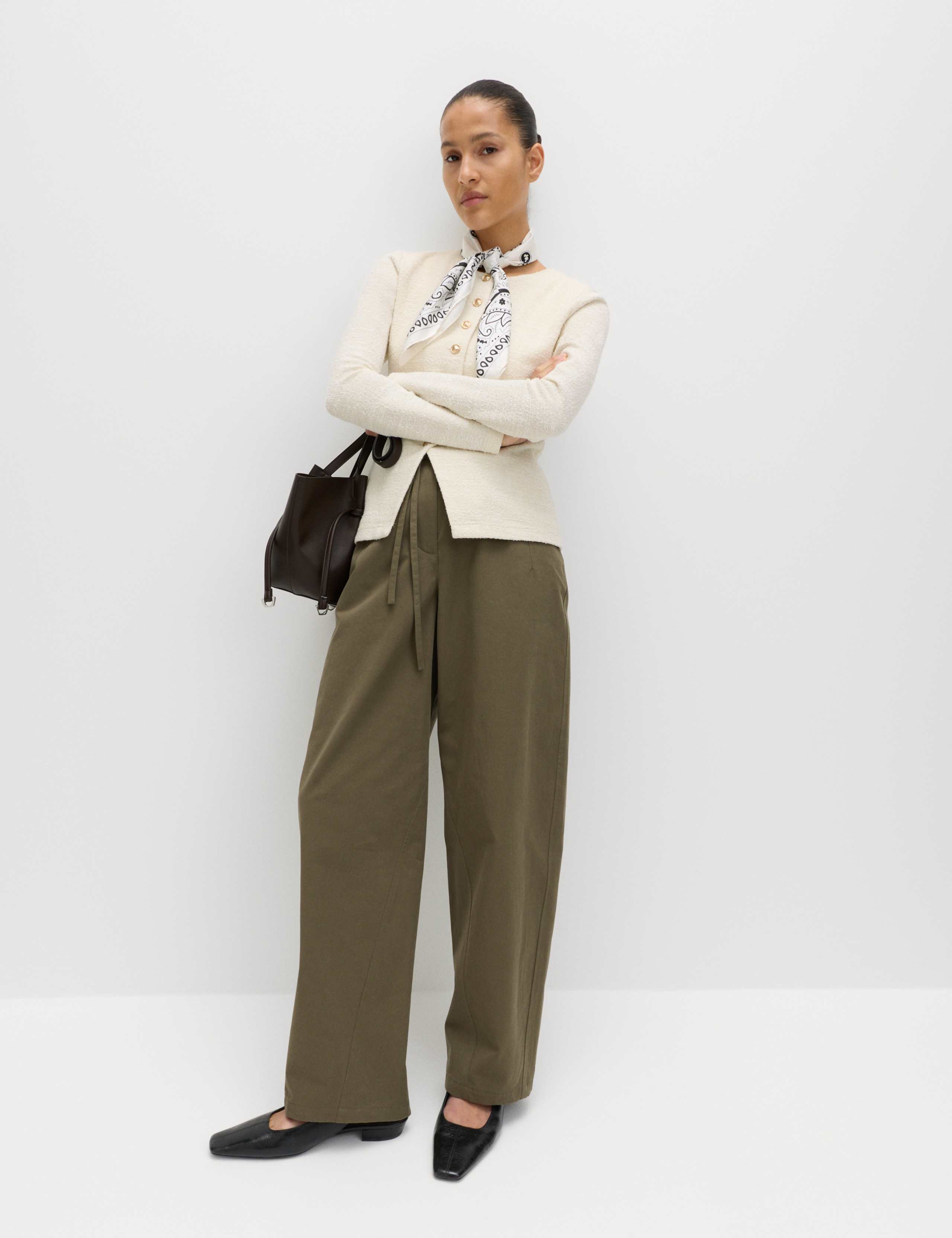 Textured Button Detail Peplum Top with Cotton 3 of 5