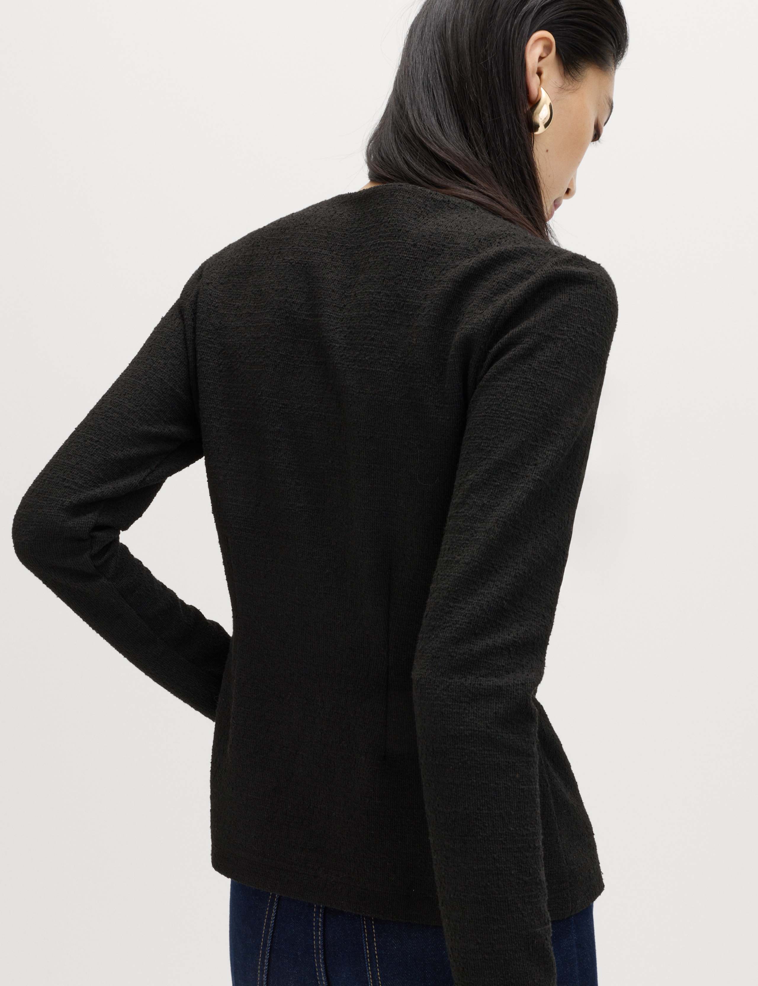 Textured Button Detail Peplum Top with Cotton 6 of 6