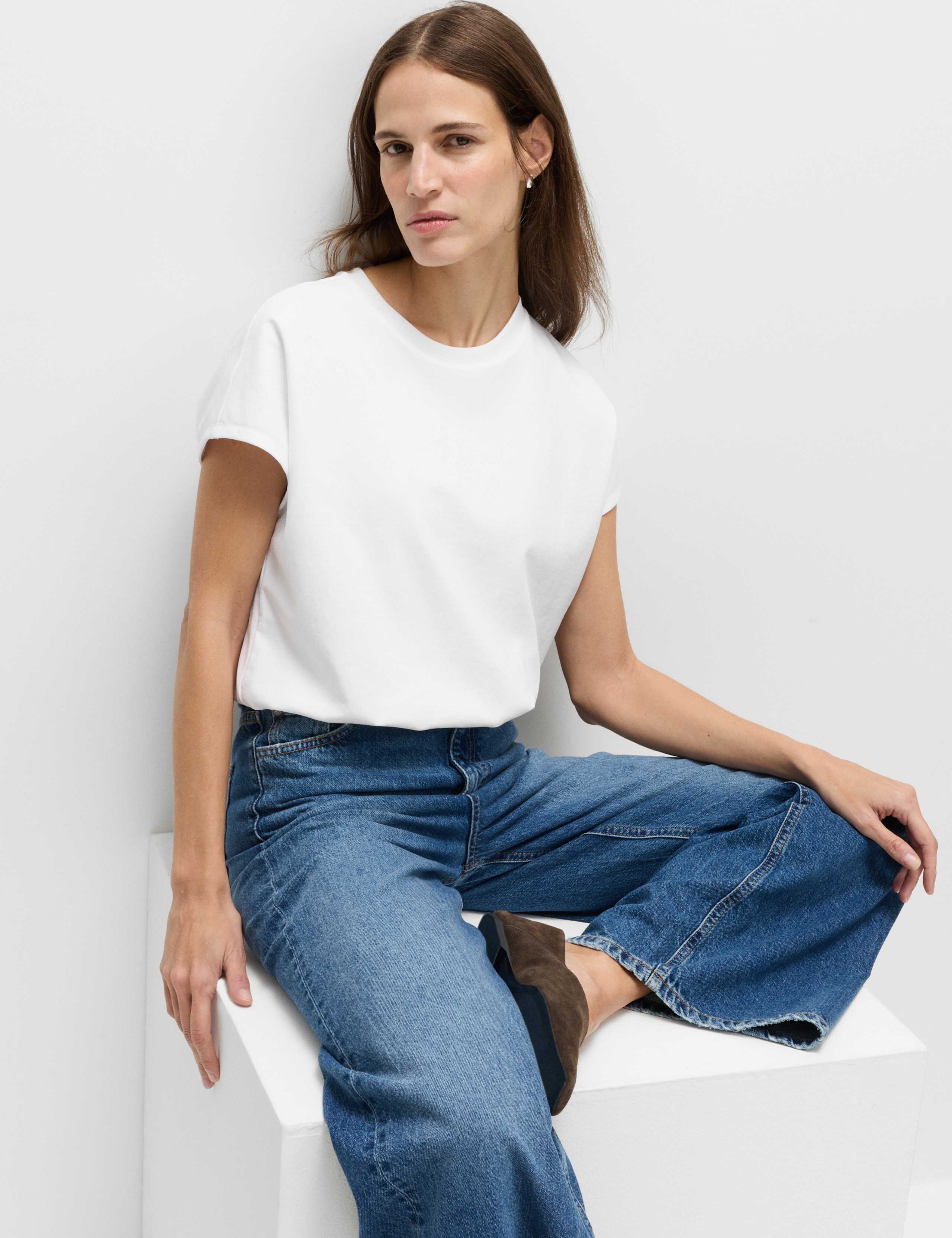 Cotton Rich Bubble Hem T-Shirt 1 of 5