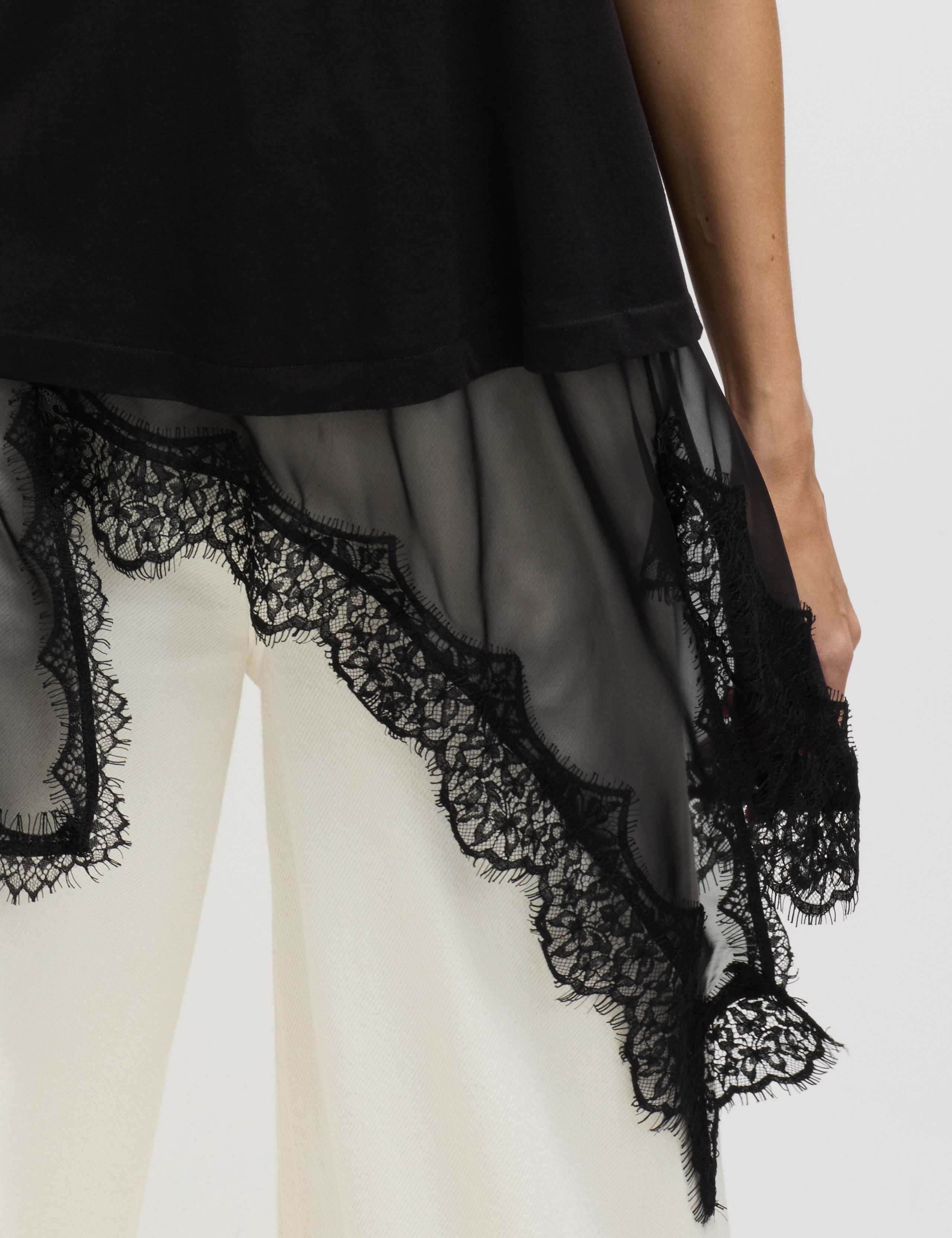 Cotton Blend Lace Hem Detail T-Shirt 5 of 6