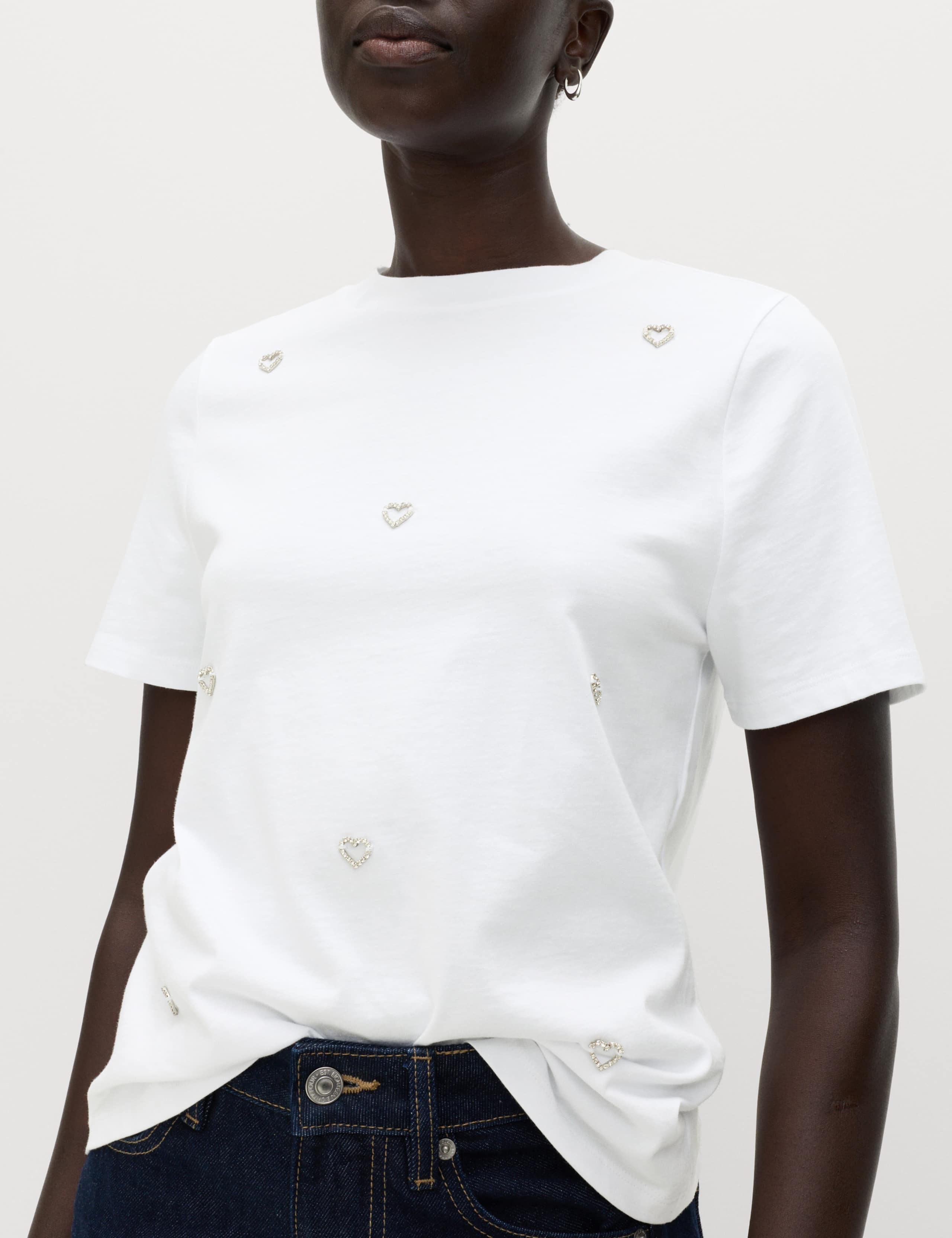 Pure Cotton Embellished T-Shirt 1 of 4