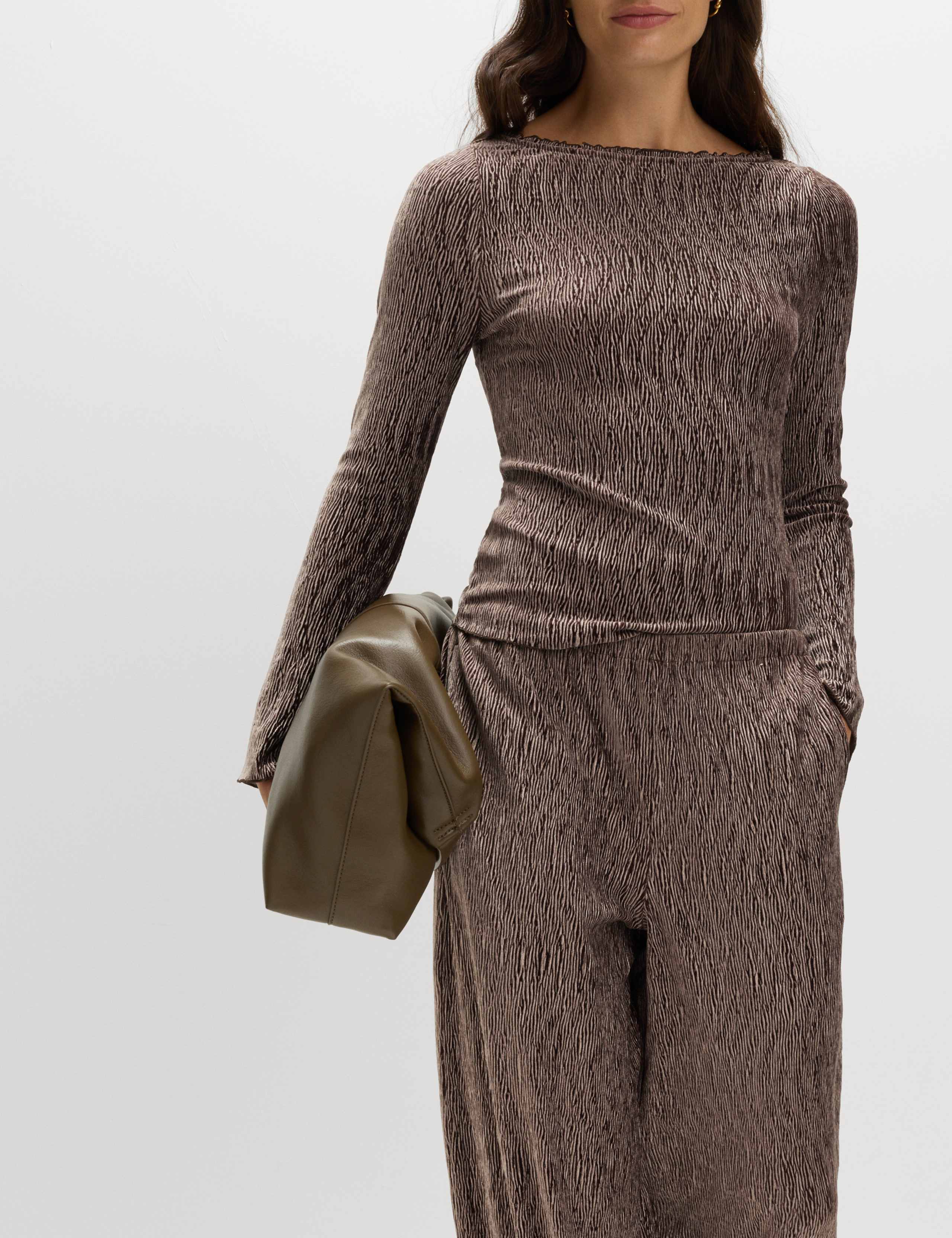 Velvet Smocked Long Sleeve Top 4 of 5