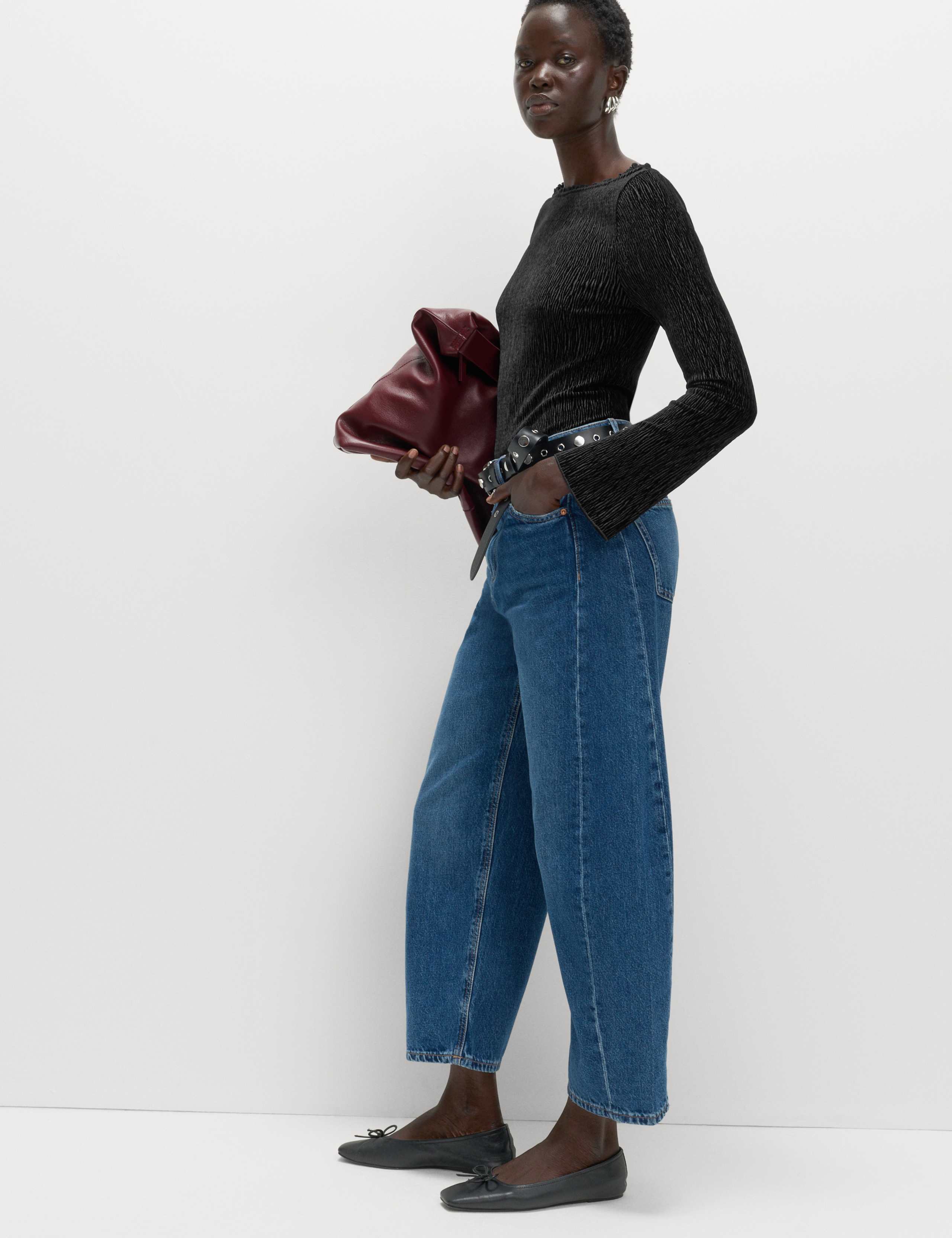 Velvet Smocked Long Sleeve Top 3 of 5