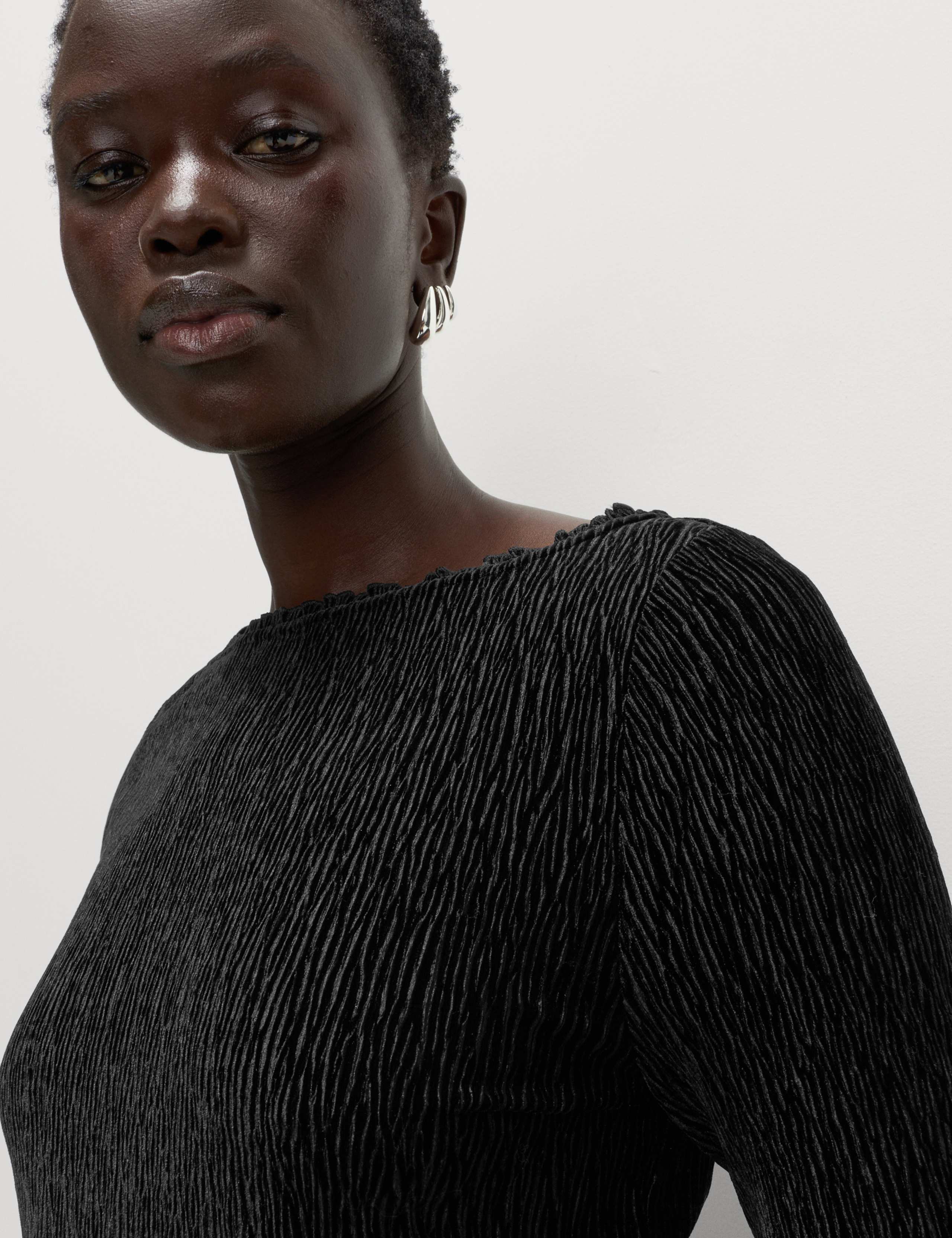 Velvet Smocked Long Sleeve Top 4 of 5