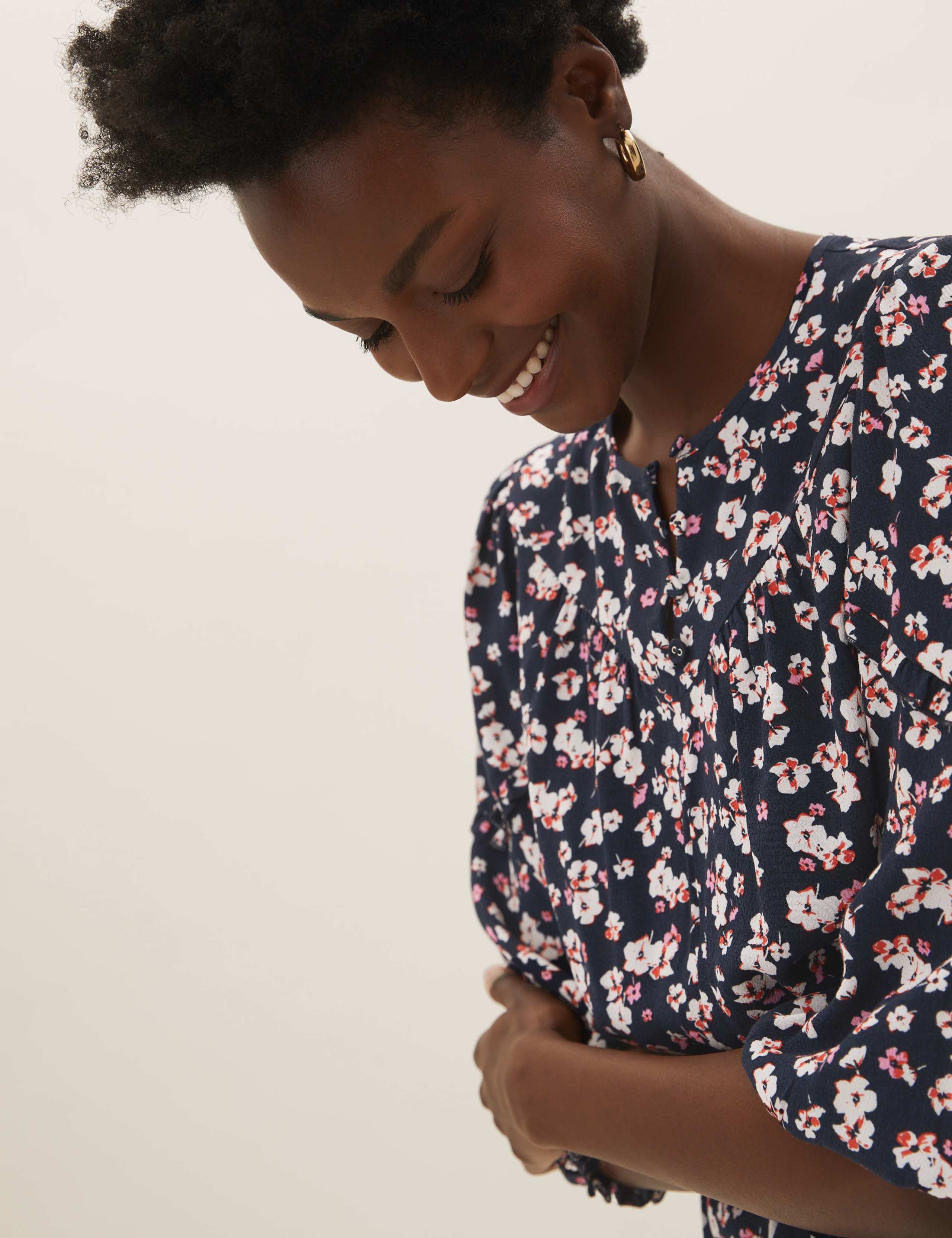 Floral Regular Fit 3/4 Sleeve Peplum Top 5 of 5