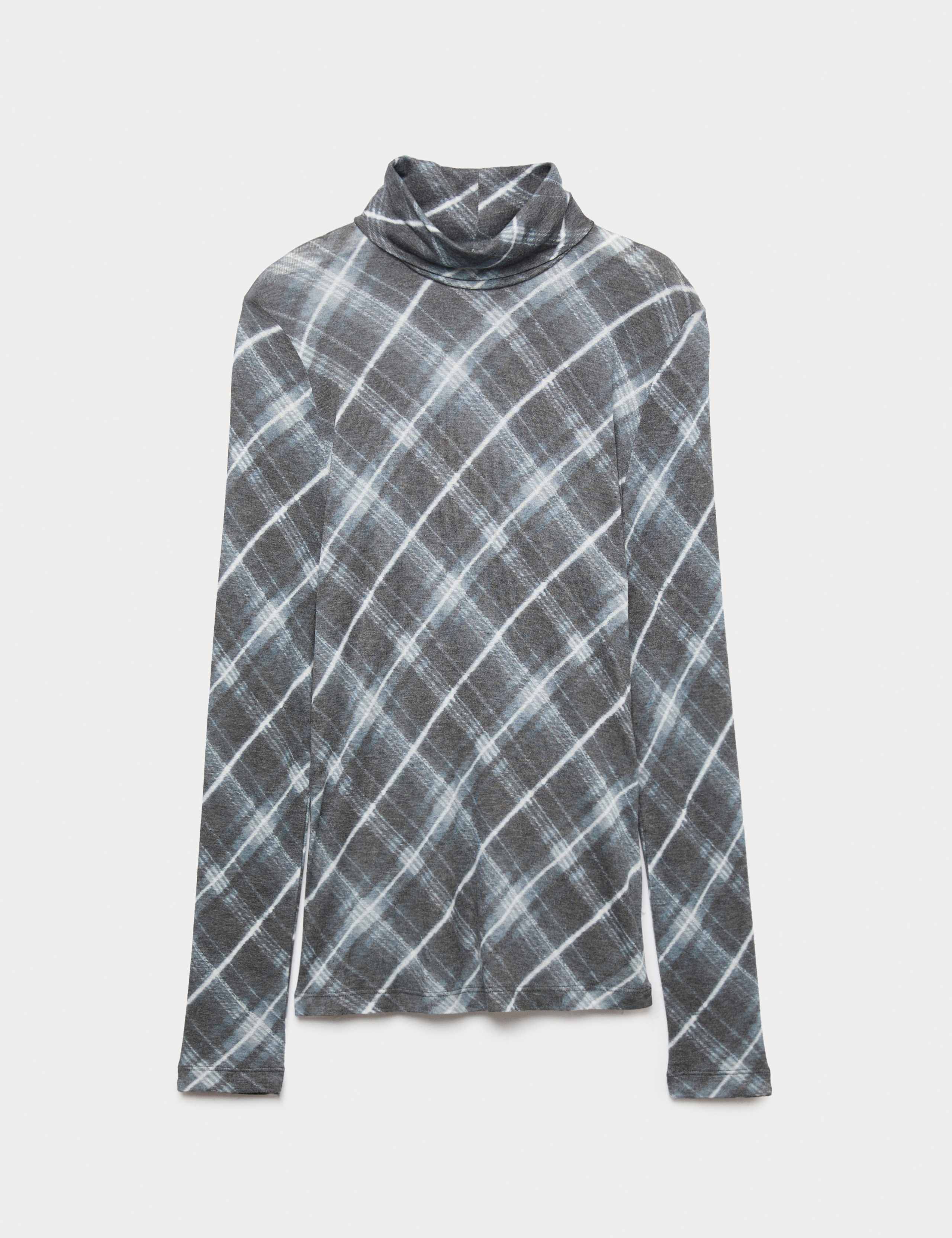 Funnel Neck Long Sleeve Slim Fit Top with Wool 2 of 6