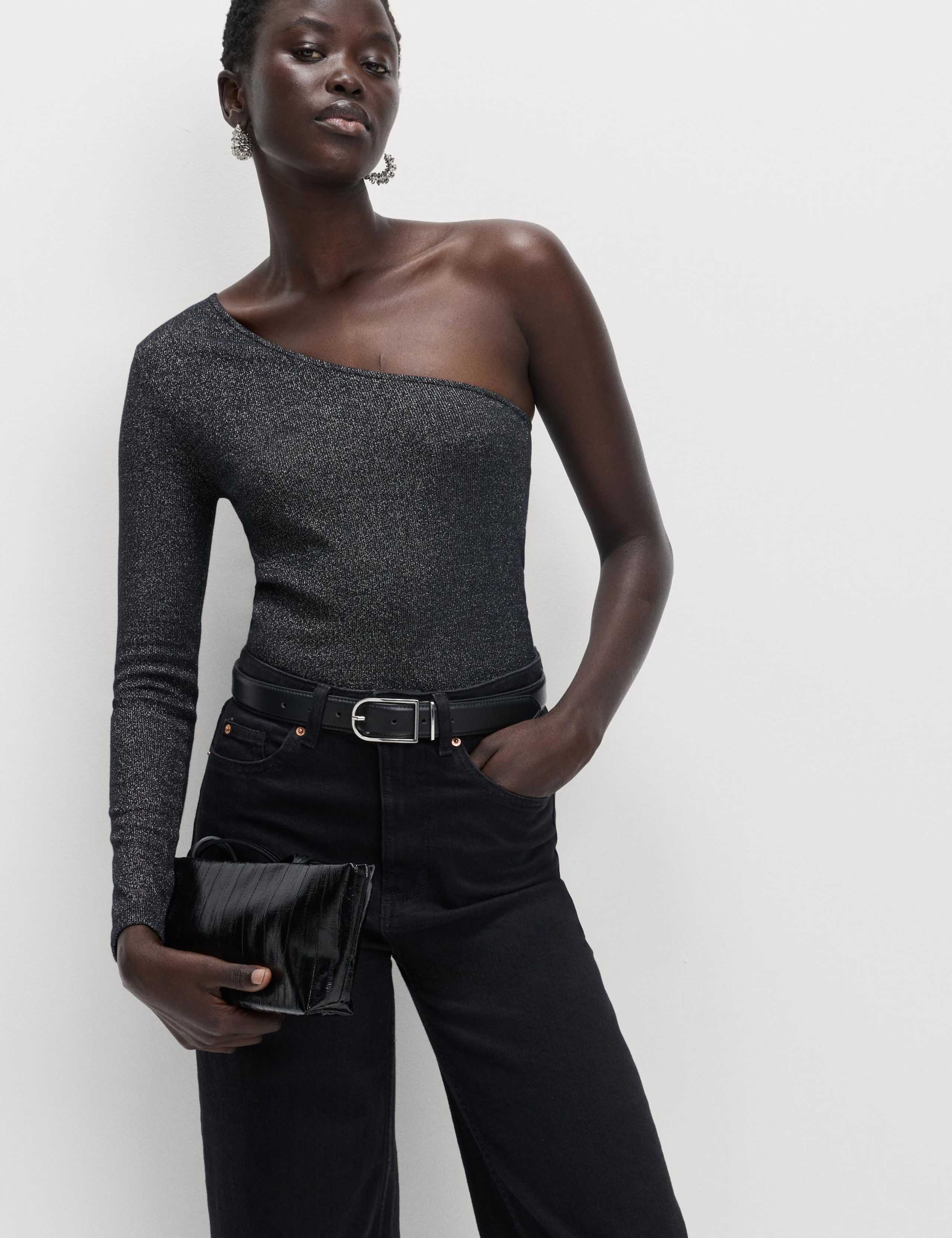 Cotton Rich Sparkly One Shoulder Top 2 of 3