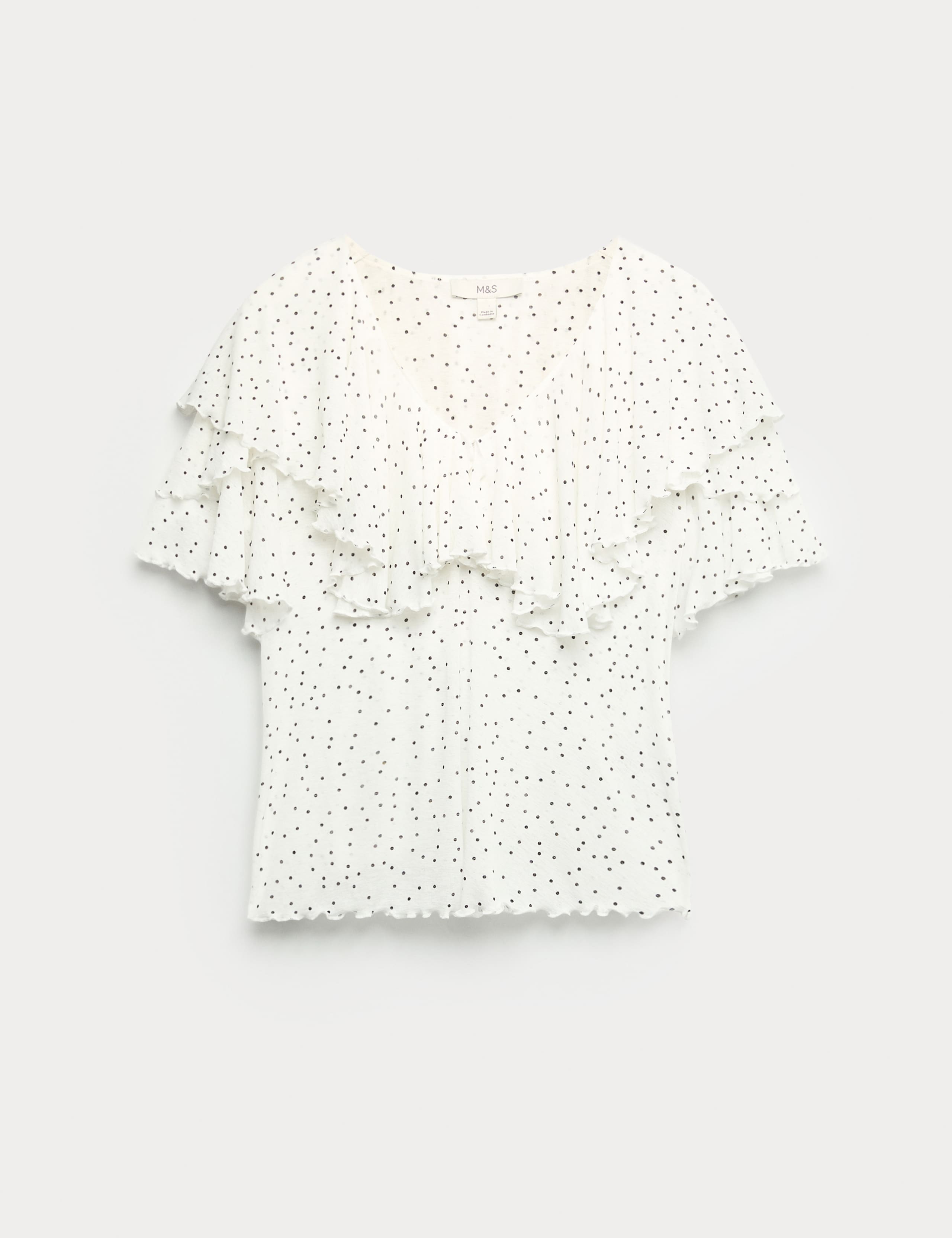 Polka Dot Ruffle V-Neck Top 2 of 6