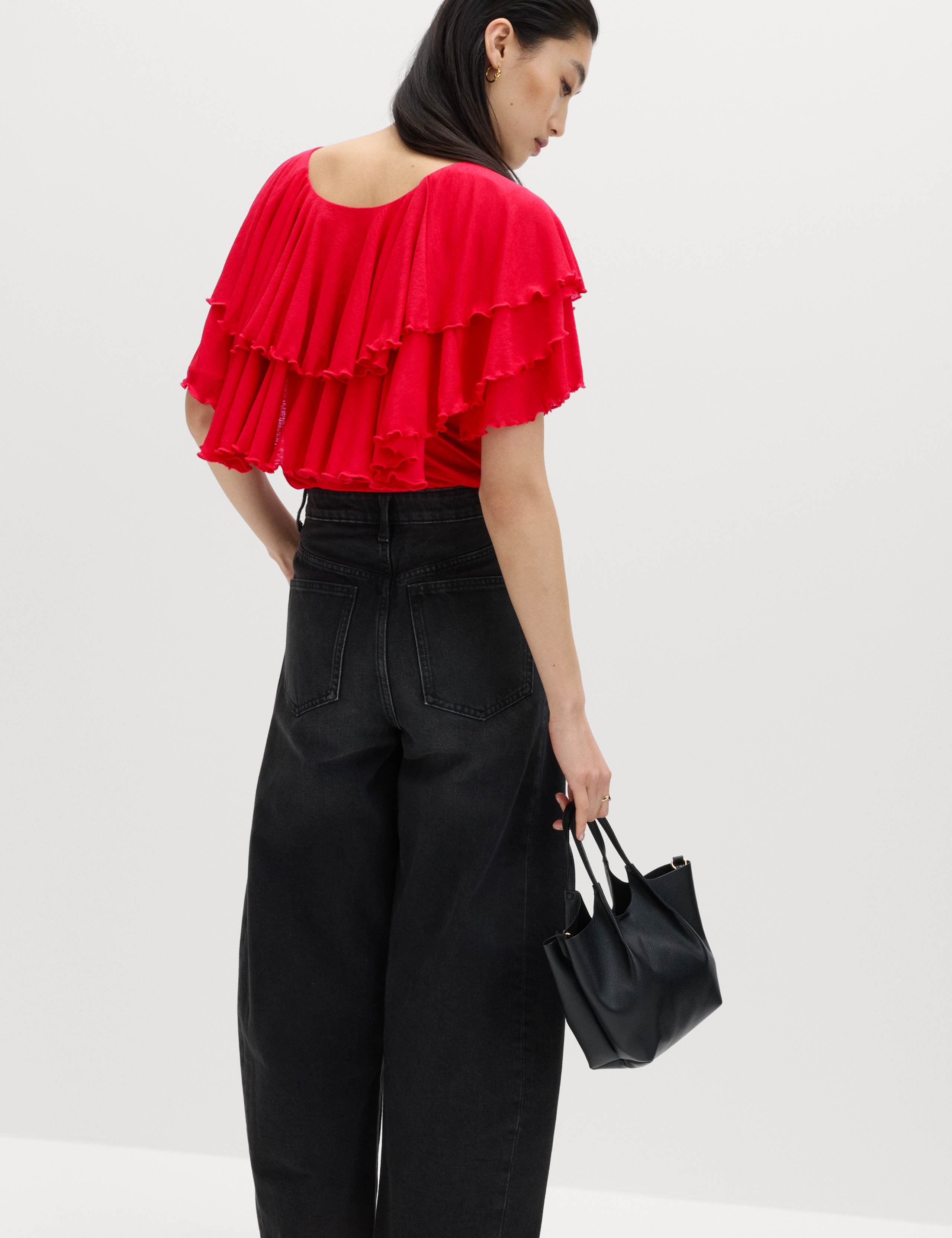 Ruffle Button Detail Relaxed Top 4 of 4