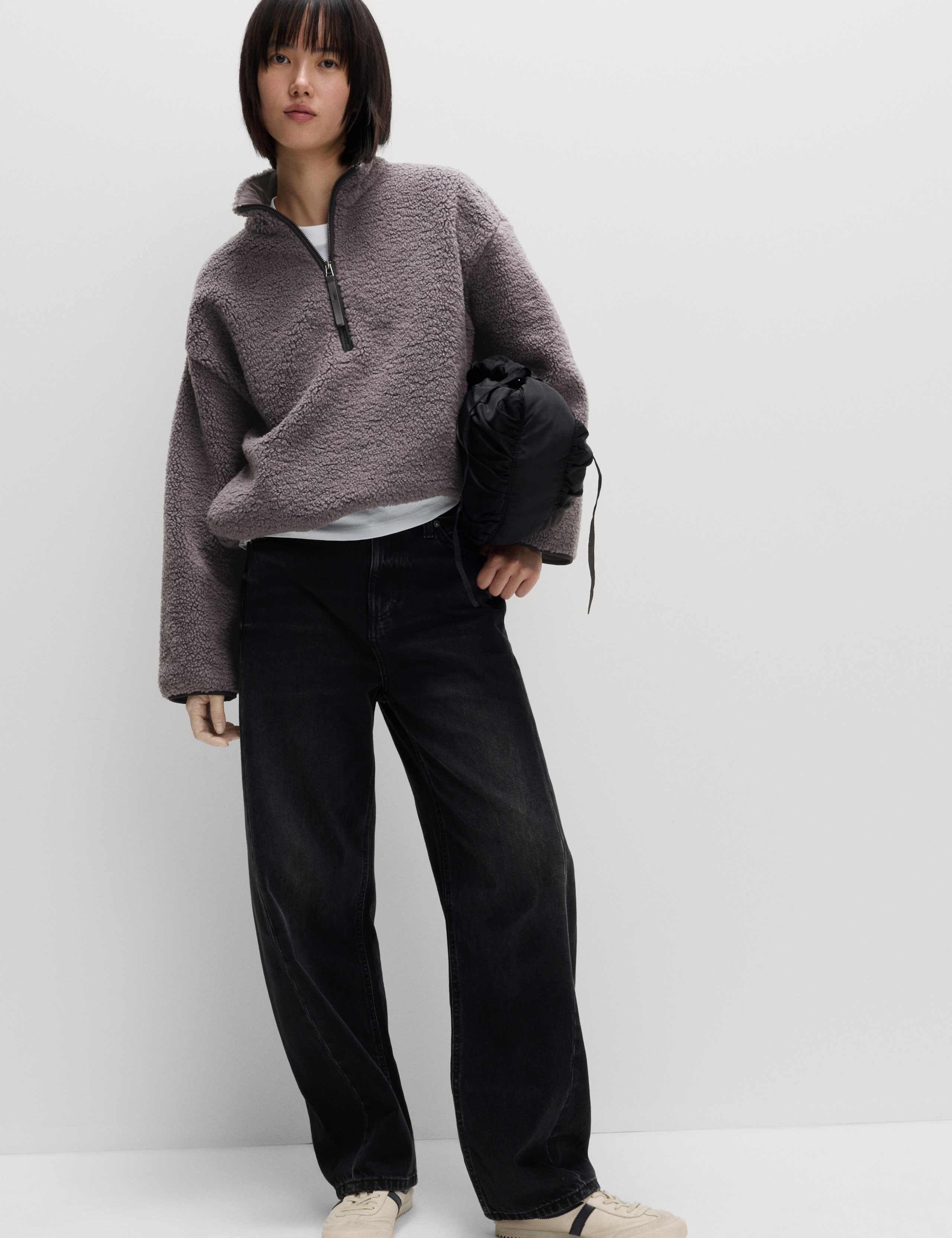 Borg Funnel Neck Half Zip Sweatshirt 3 of 6